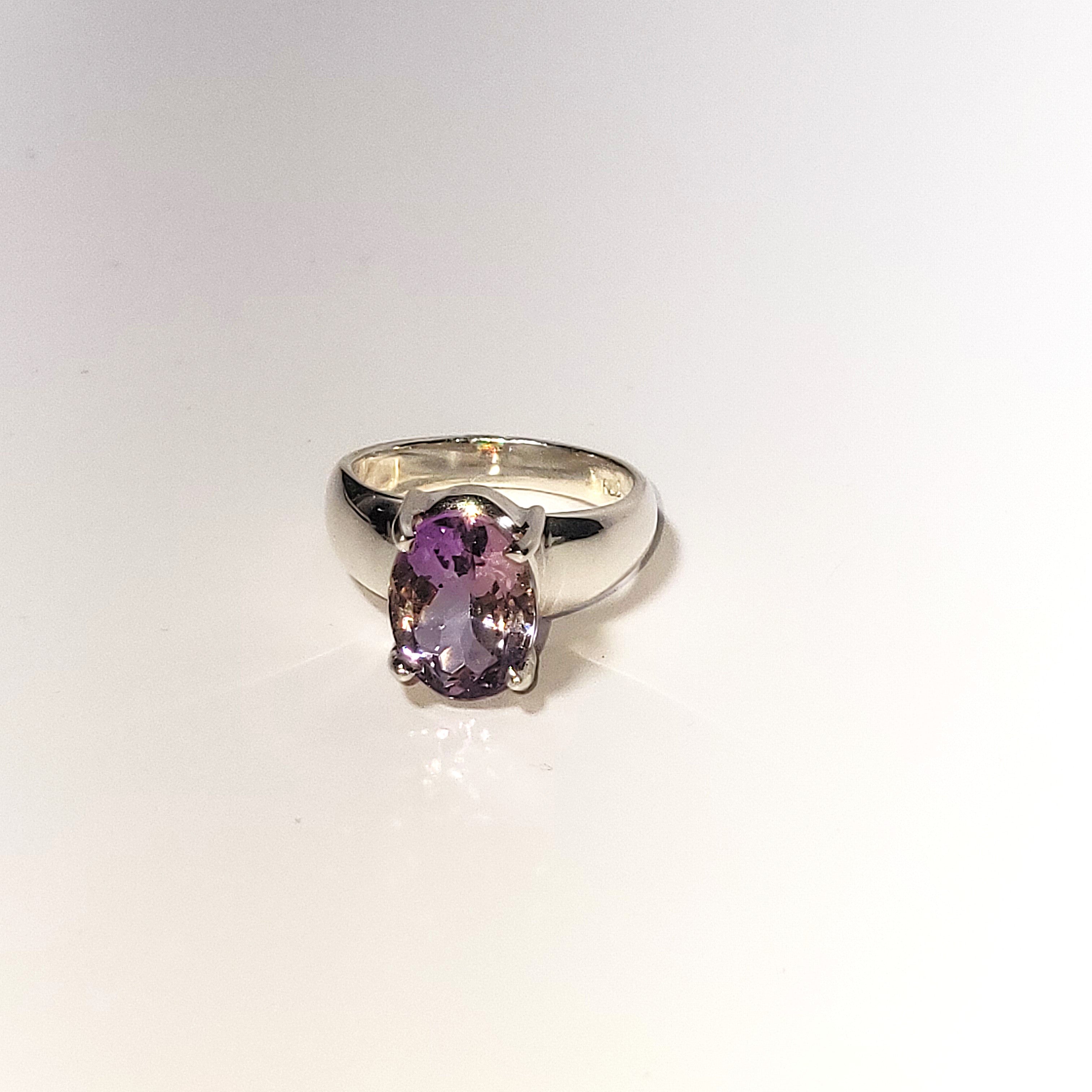 Ametrine Faceted Oval Ring - Sterling Silver Jewelry for Women - Elegant Gemstone Ring for Engagement, Wedding & Special Occasions