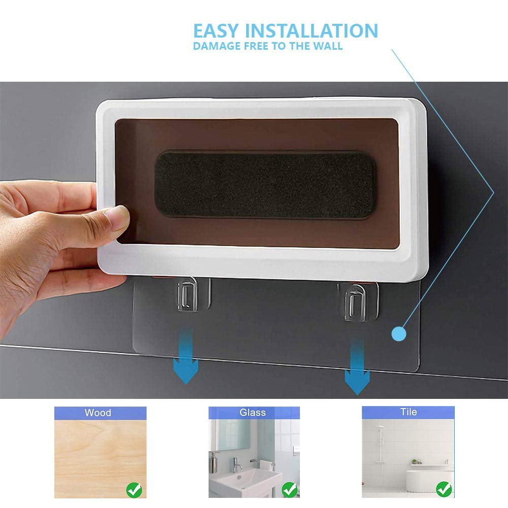 Waterproof Shower Phone Holder - White Wall Mount for iPhone & Android Smartphones - Perfect for Bathroom, Kitchen & Gym Use