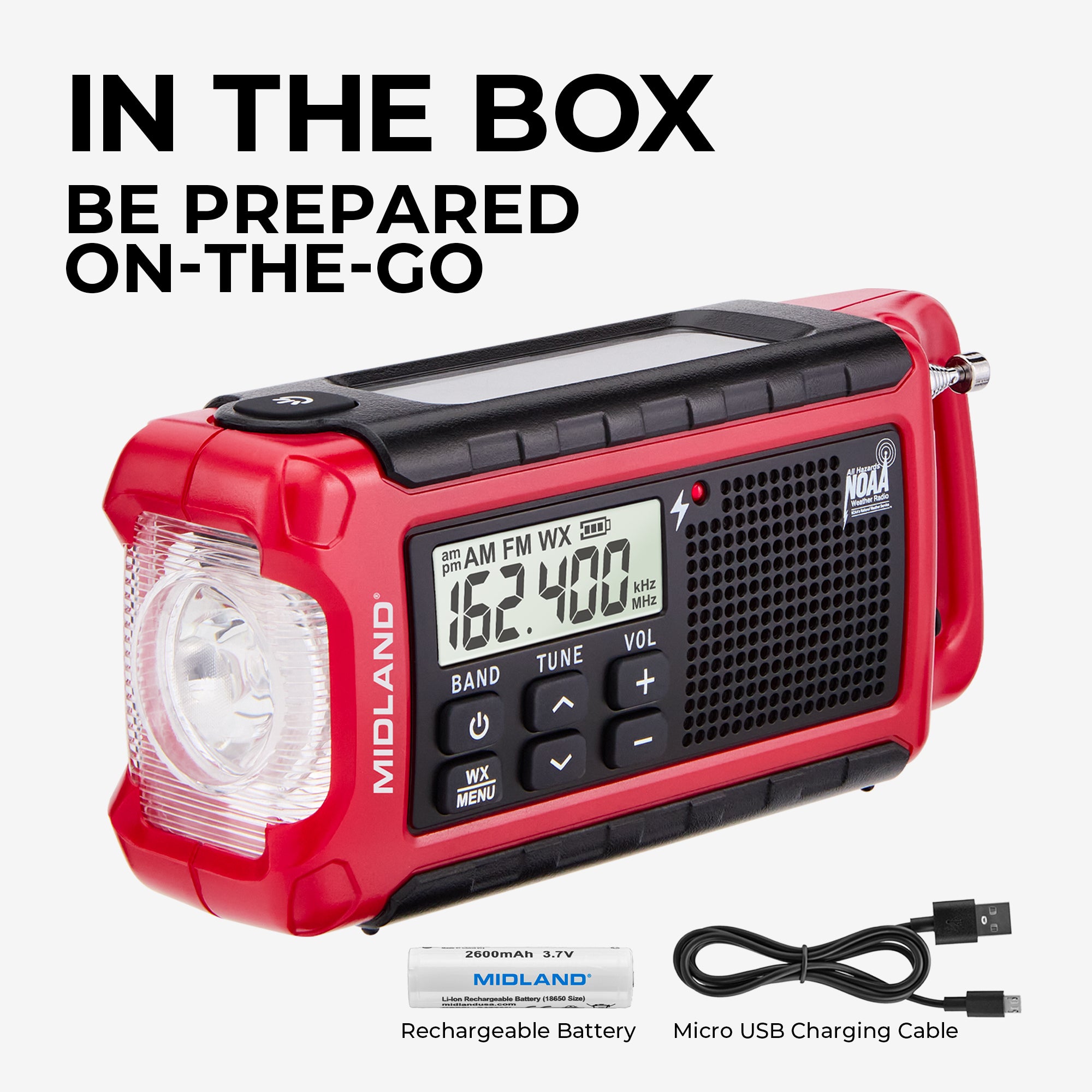 ER210 Portable Emergency Crank Weather Radio - NOAA AM/FM/SW Battery/Solar/Crank Powered - Perfect for Camping, Hiking & Emergency Preparedness