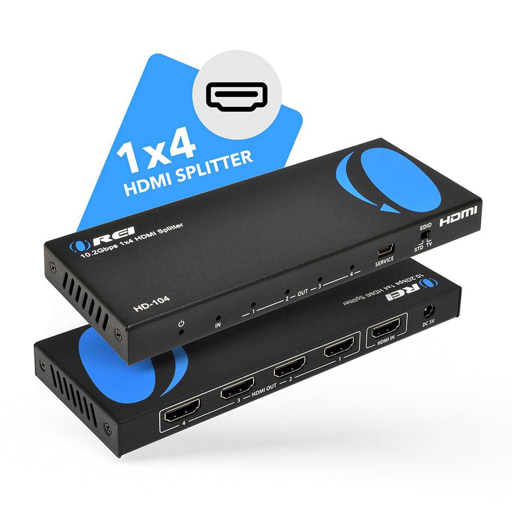 1 Input 4 Output HDMI Splitter with EDID Management - HD 104 | 4K HDMI Distribution Amplifier for Home Theater, Gaming & Conference Room Setup