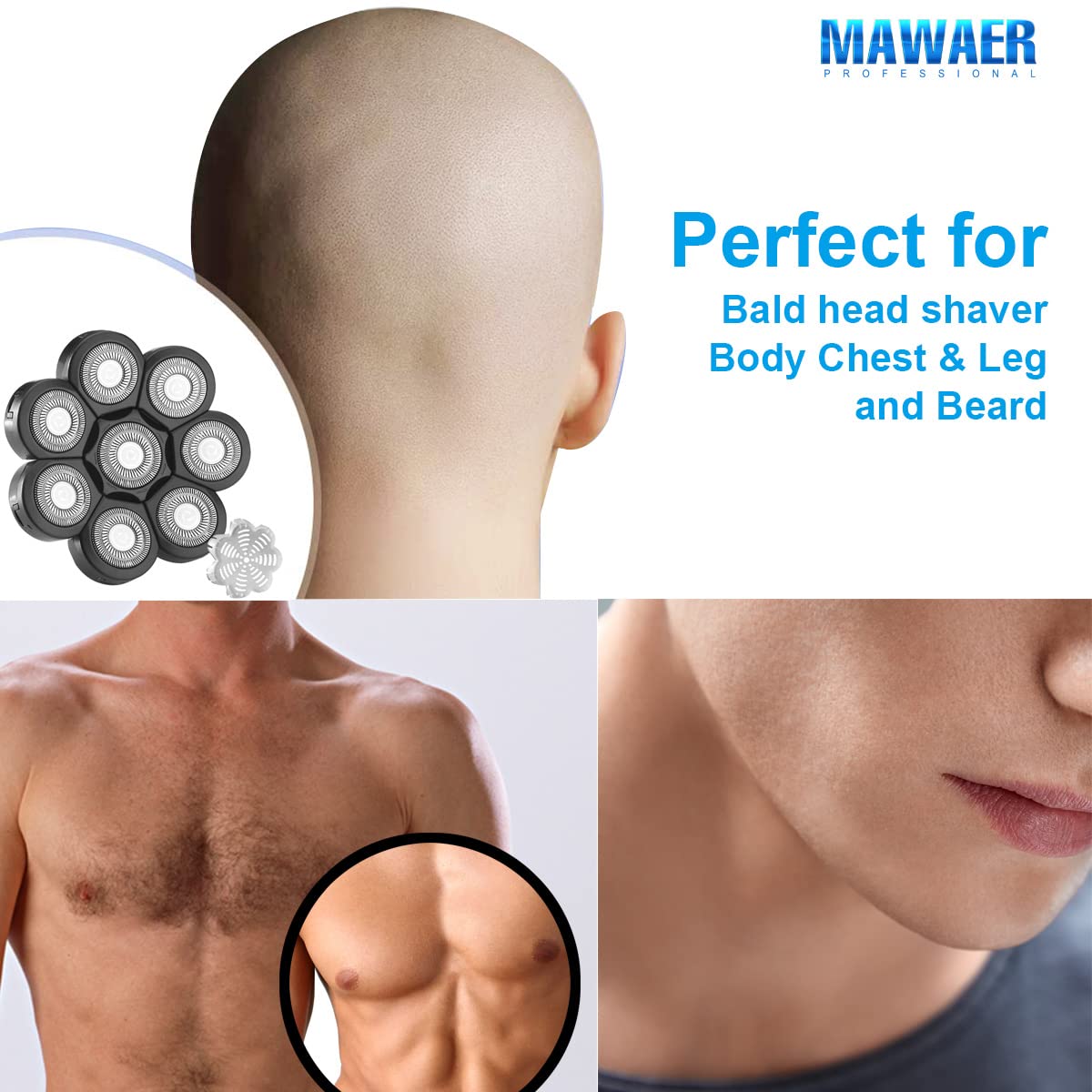 Universal Upgrade 8 Heads Replacement Blades for Freedom Series Head Shaver - Compatible with Most Mainstream Brands - Smooth Shaving for Bald Head & Body Grooming at Home or Travel