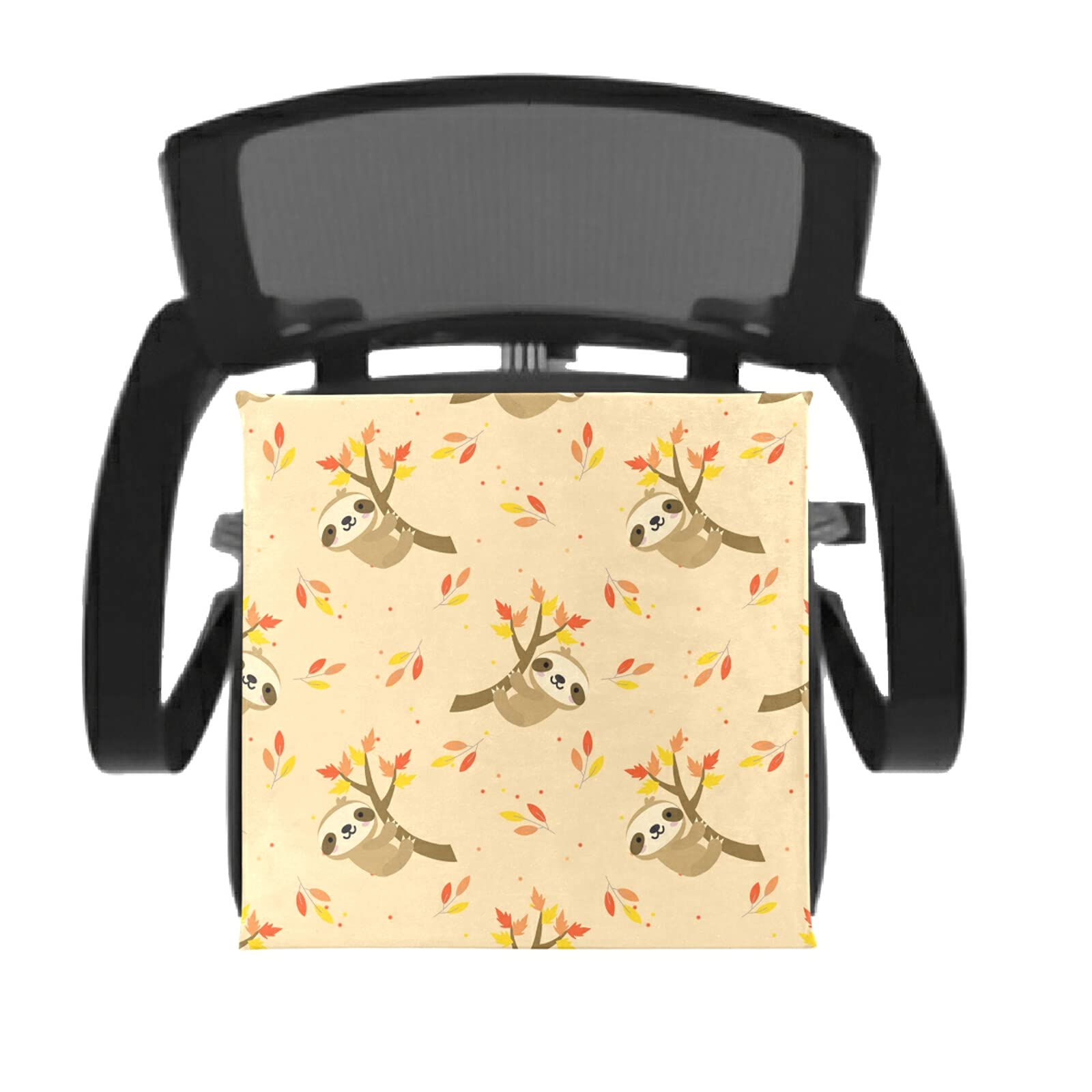 Emelivor Cute Sloth Fall Leaves Memory Foam Seat Cushion - Washable Comfort Chair Pad for Dining, Kitchen & Office Chairs - Perfect for Home Decor, Work Comfort & Seasonal Coziness
