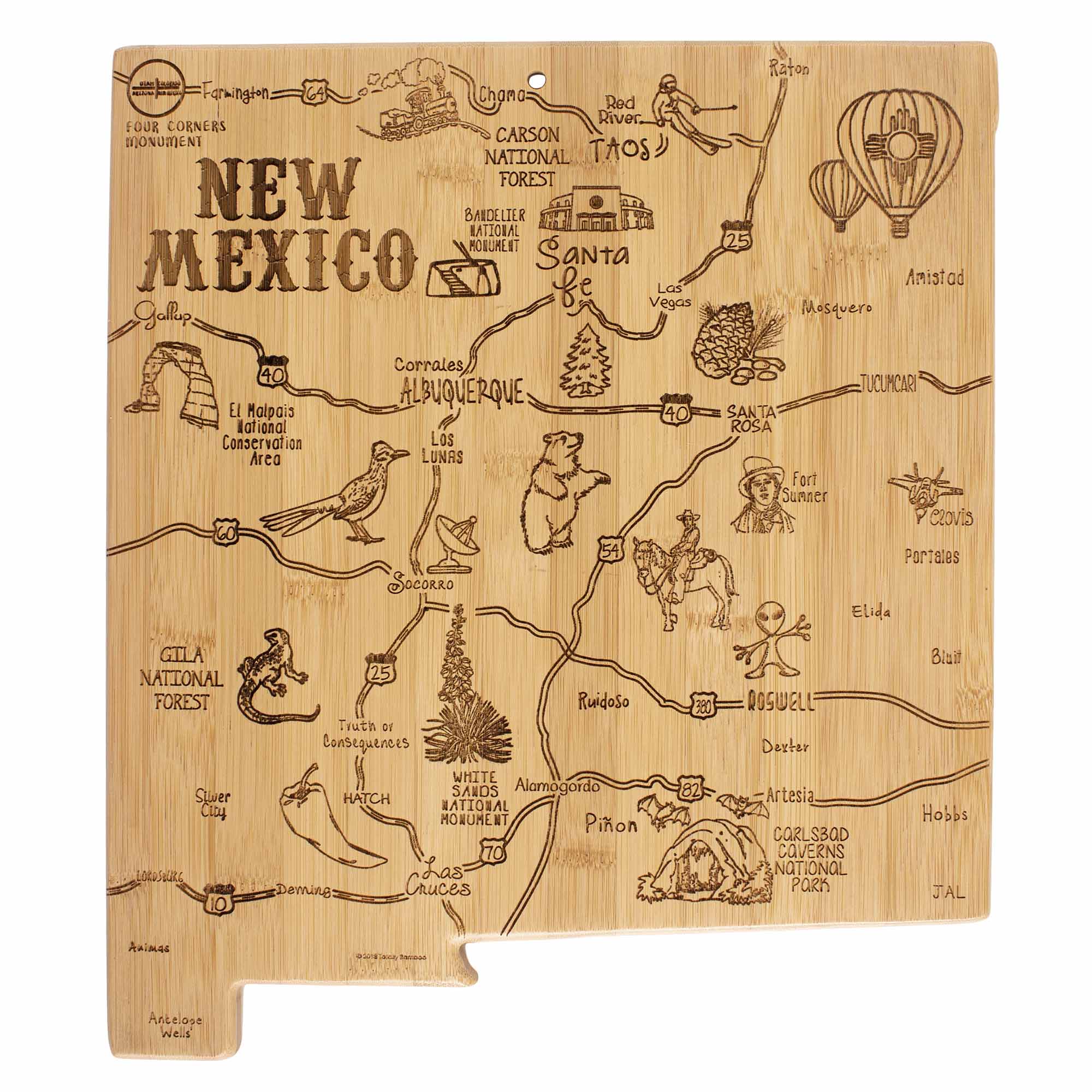 Premium New Mexico Themed Wooden Cutting Board 11.75