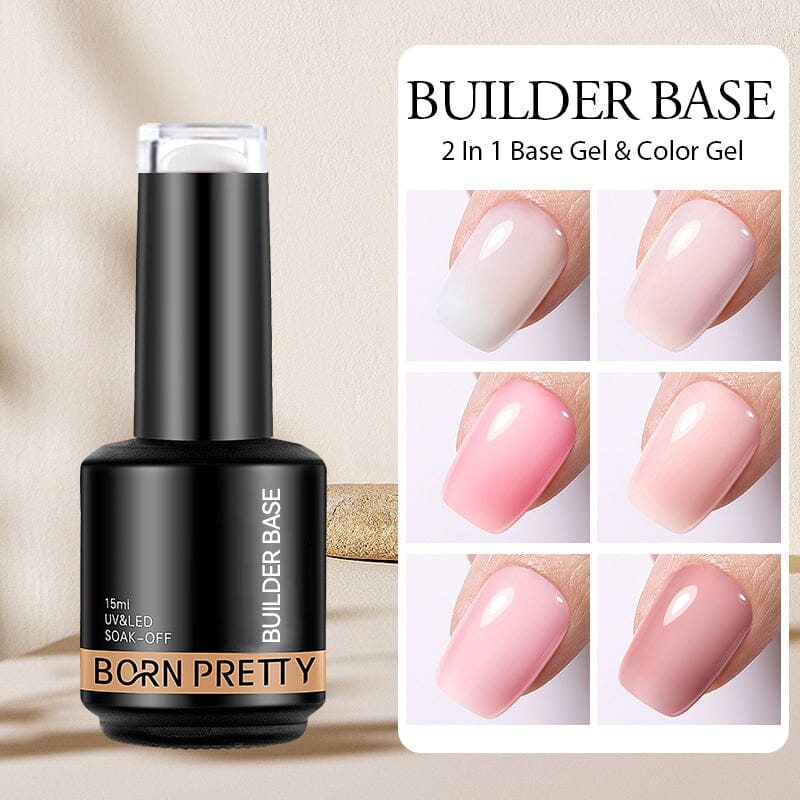 BORN PRETTY 2 in 1 Builder Base & Gel Polish 15ml - Professional Nail Strengthener for DIY Manicures at Home or Salon Use