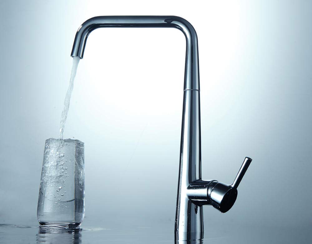 360 Degree Swivel Kitchen Faucet - Solid Brass Single Handle Mixer Sink Tap with Hot & Cold Water Control - Perfect for Modern Kitchens & Bathroom Sinks