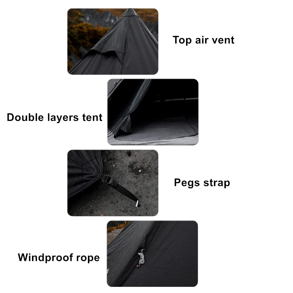 UNISTRENGH 4 Season Waterproof Camping Tent - Double Layer Sun Shelter Teepee for Outdoor Hiking, Hunting & Backpacking | Perfect for Family Camping, Beach Trips & Wilderness Adventures