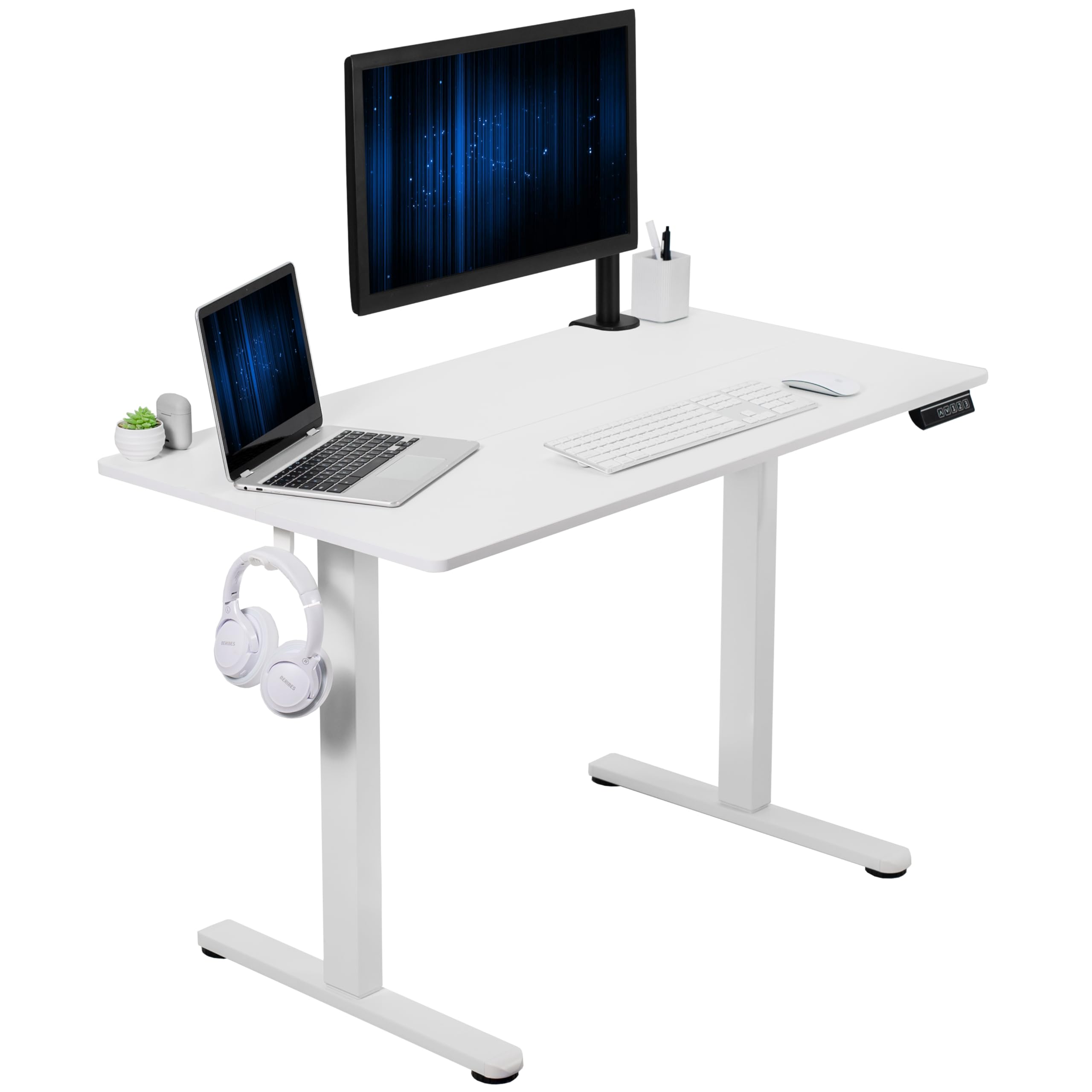 VIVO Electric Height Adjustable Standing Desk 44 x 24 Inches, Memory Controller, White Top & Frame (DESK-E144W) - Perfect for Home Office, Gaming Setup, and Workspace Ergonomics