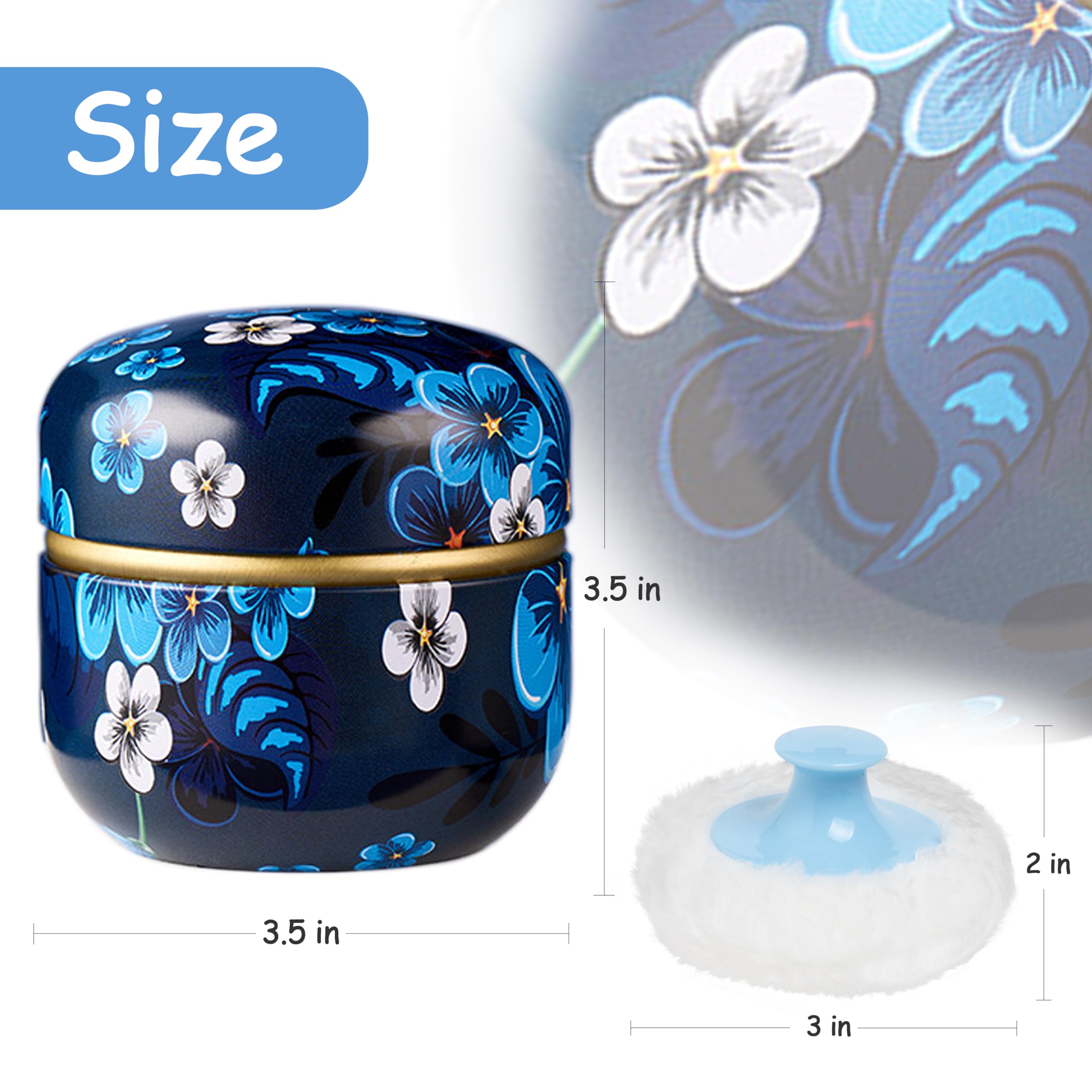 Blooming Season Powder Puff & Loose Powder Container Set - Travel-Friendly Body Dusting Powder Case for Women & Baby - Perfect for Makeup Touch-Ups & On-the-Go Use