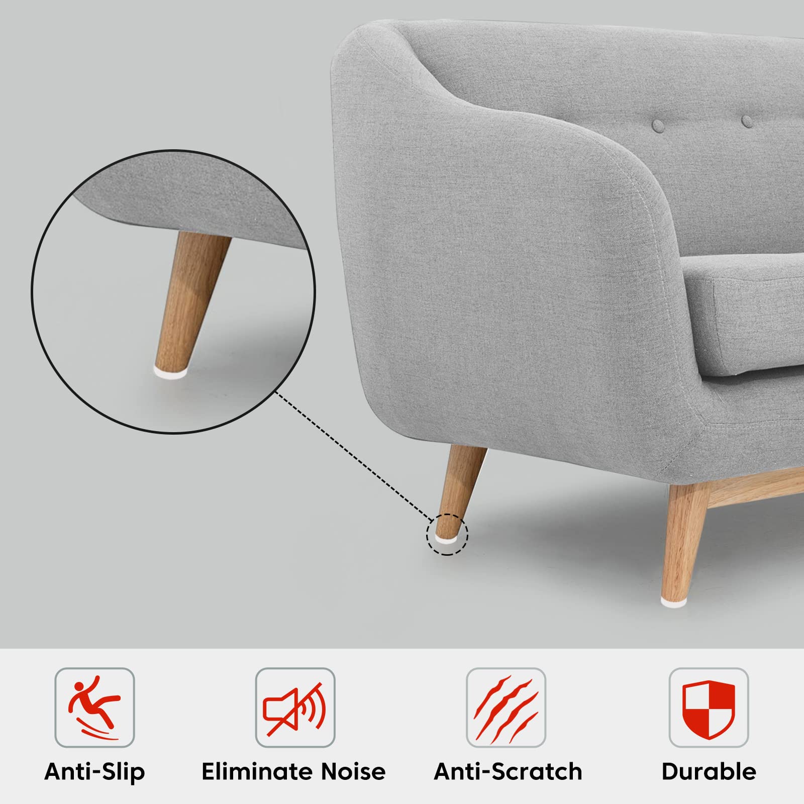 Non-Slip Furniture Pads 4x40 Inch - Self-Adhesive Rubber Grippers for Chair Legs & Furniture - Scratch Protection for Hardwood Floors (Black) - Perfect for Home, Office & Moving Protection
