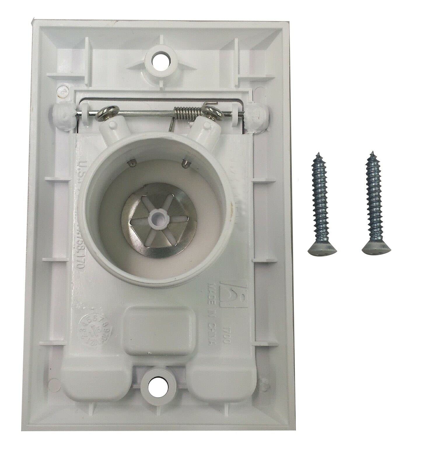 (2 Pack) White Square Central Vacuum Inlet Valve Cover Plate - Compatible with Hayden, Perfect for Home & Office Vacuum System Maintenance