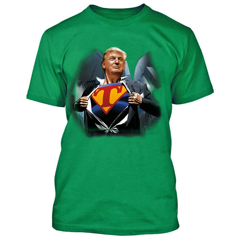 Donald Trump Superpower Pullover T-Shirt - Men's Crewneck Short Sleeve Political Election Tee - Perfect for Campaign Rallies, Patriotic Events & Conservative Gatherings