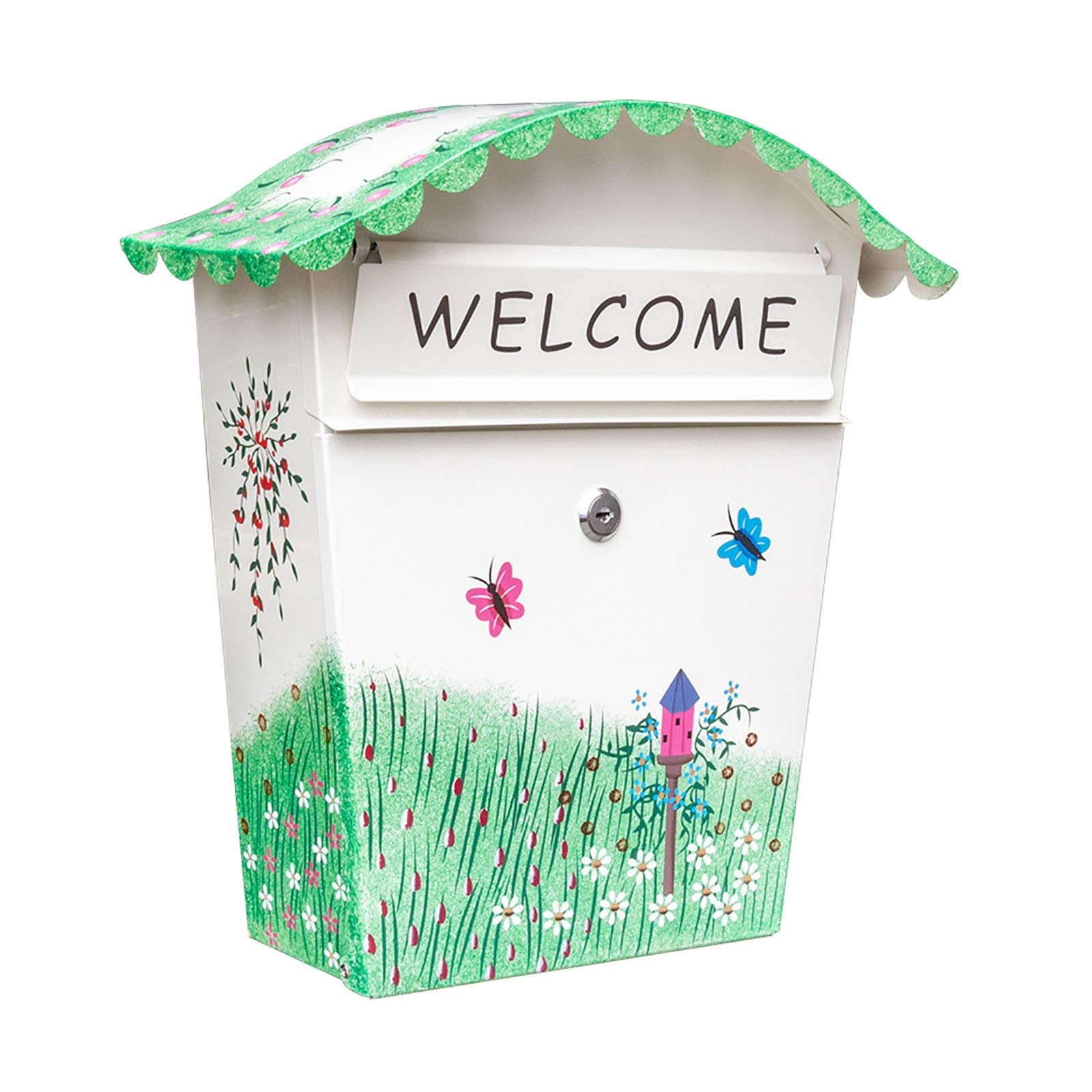 Classic Farmhouse Style Wall Mounted Letter Box - Waterproof Outdoor Mailbox with Lock, Vintage Retro Design for Villa, Garden & Patio - Green (Color: A) | Perfect for Countryside Homes, Cottages & Rustic Decor