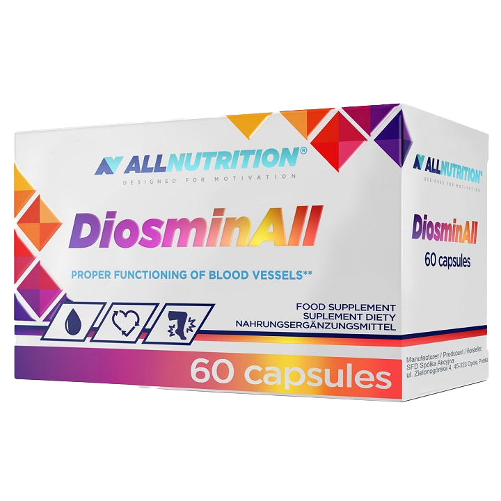 Allnutrition Diosmin 500mg - 60 Capsules | Vein Support Supplement for Leg Circulation & Swelling Relief | Perfect for Travelers & Office Workers