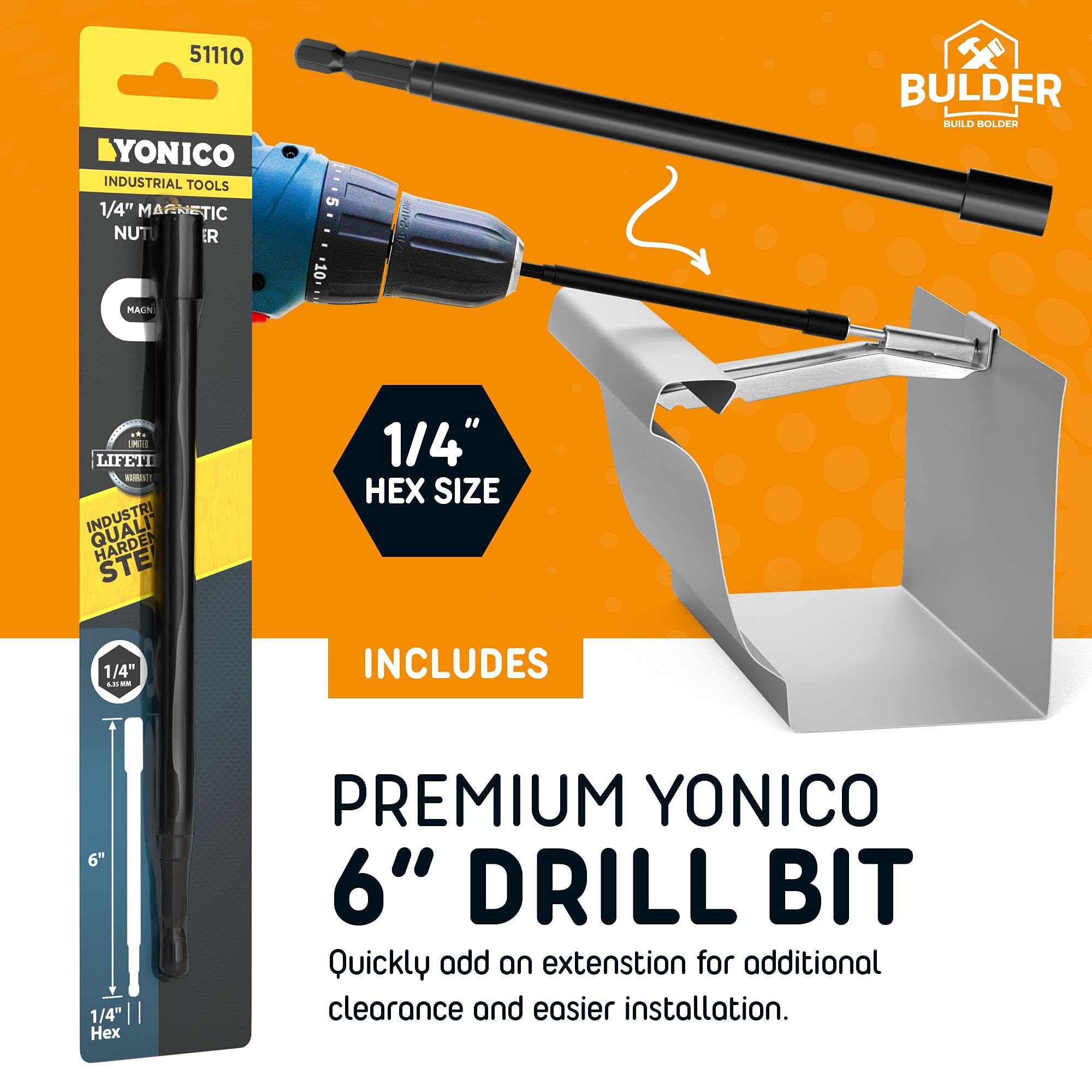 5 Inch Quick Screw Gutter Hangers - 100 Pack with Bonus 6 Inch Drill Bit | Heavy Duty Hidden Bracket Clips with Pre-Assembled Screws | Fix Sagging Rain Gutters for Roof Drainage System | Perfect for Home Roof Repair & Gutter Maintenance
