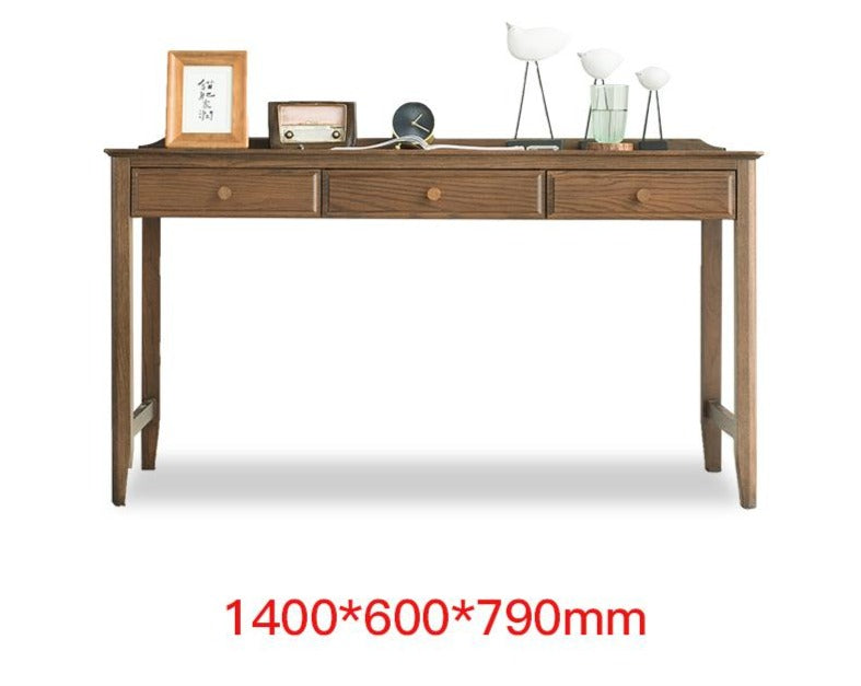Premium Solid Wood Computer Desk - American Oak Hugo Nordic Style for Home Office, Gaming & Study | Durable & Stylish Workspace Solution