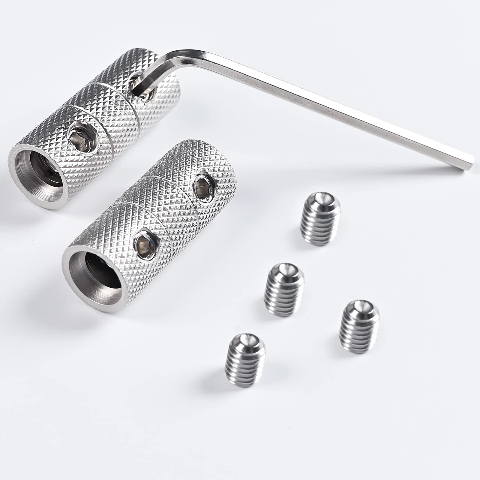 4 Gauge Wire Connectors - Nickel Plated Brass Battery Cable Splice & Butt Connectors with Hex Wrenches (4 Pack) - Perfect for Automotive, Marine, and Solar Power Applications