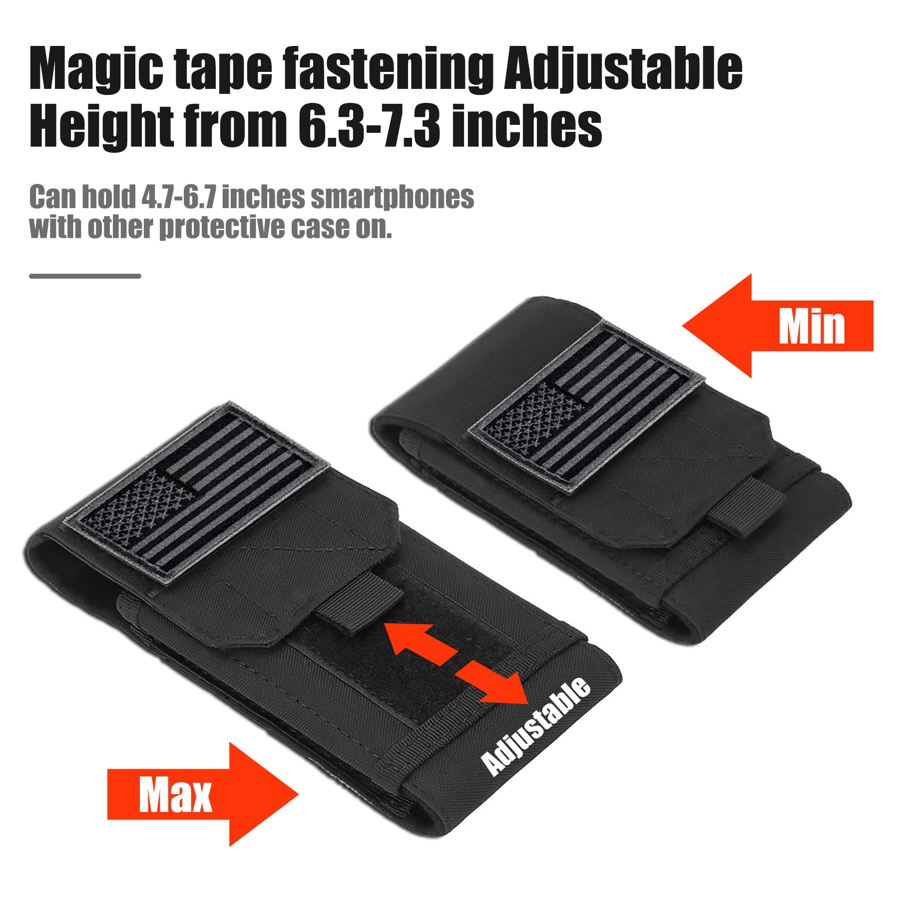 IronSeals Tactical Molle Phone Case - Heavy Duty Loop Belt Holster Pouch with Flag Patch for iPhone 16 Pro Max/16 Plus/16 Pro/16/15 Pro Max/14 Pro Max/13 Pro Max/12 Pro Max & Galaxy S24 Ultra - Perfect for Outdoor Adventures, Military Use, Hiking, and Tactical Gear Enthusiasts