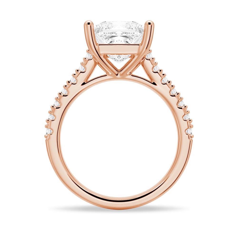Princess Cut Pavé Moissanite Engagement Ring - 14K White Gold Wedding Band for Women | Sparkling Diamond Alternative for Proposals, Anniversaries & Special Occasions