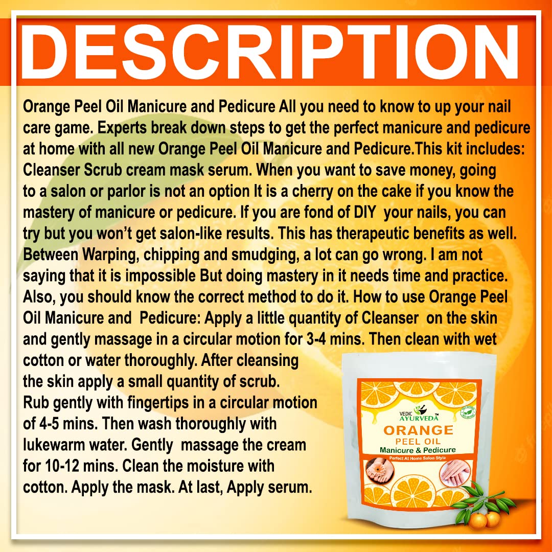 Vedicayurveda Manicure Pedicure Spa Kit with Orange Peel Oil - Hand & Foot Care Set for Cleansing, Moisturizing & Smoothing Skin | Perfect for At-Home Spa Days & Self-Care Routines