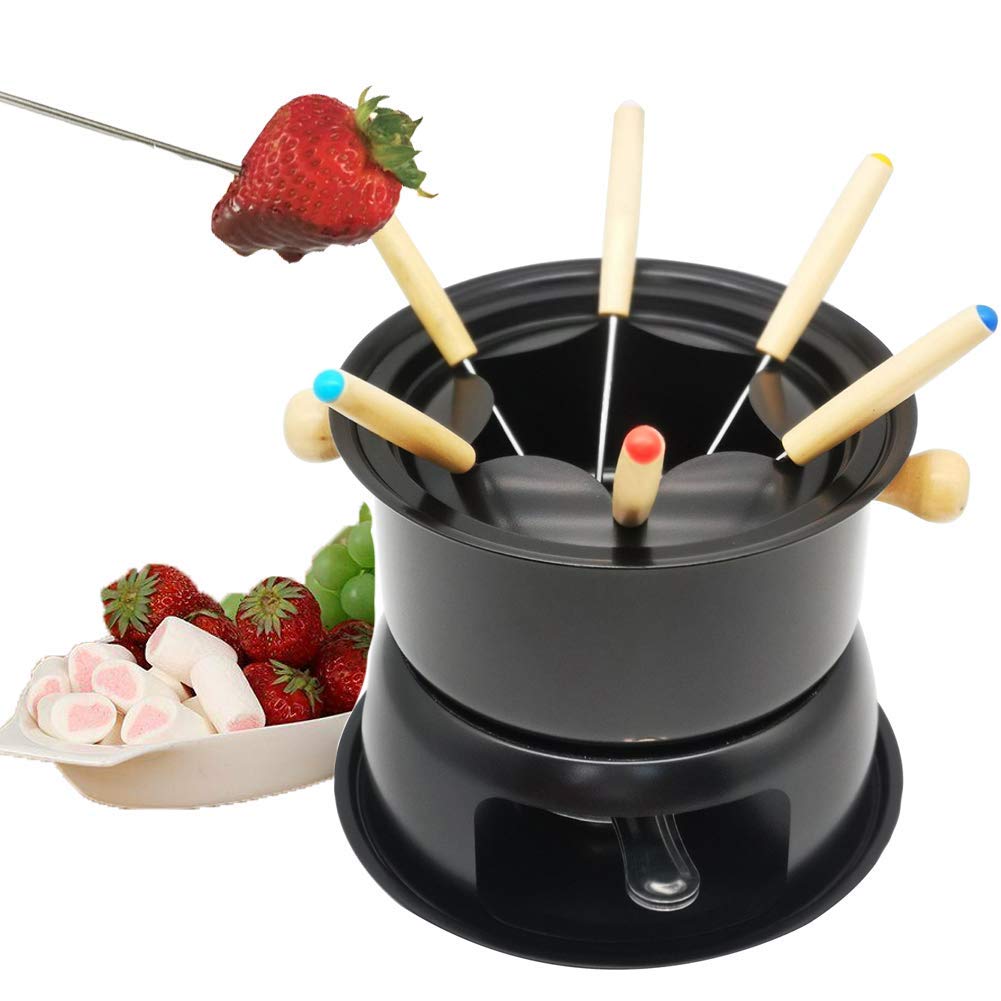 Premium Cast Iron Fondue Set - Multi-Functional Steel Pot for Cheese, Chocolate, Meat & Broth | Heavy Duty Melting Pot for Ice Cream, Hot Pot & Kitchen Use | Perfect for Parties, Family Gatherings & Romantic Dinners