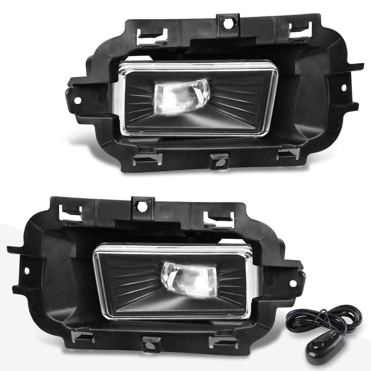 PM PERFORMOTOR High-Power LED Fog Lights with Switch - Clear Lens Replacement for 2014-2015 Chevy Silverado 1500 Front Bumper | Off-Road Driving & Nighttime Visibility Enhancement