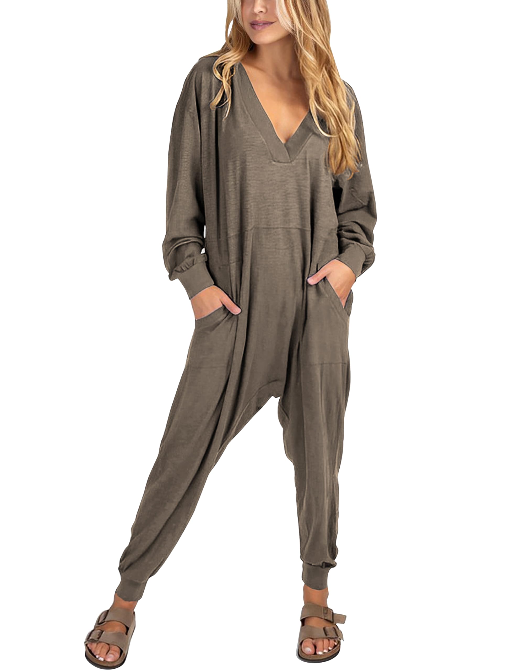 **One Piece Jumpsuits for Women - Casual Baggy Long Sleeve Romper with Pockets | Lounge Wear, Sleepwear & Everyday Outfit**    （优化说明：精简重复词，突出核心卖点，增加使用场景如休闲、睡眠和日常穿搭，符合SEO规范）