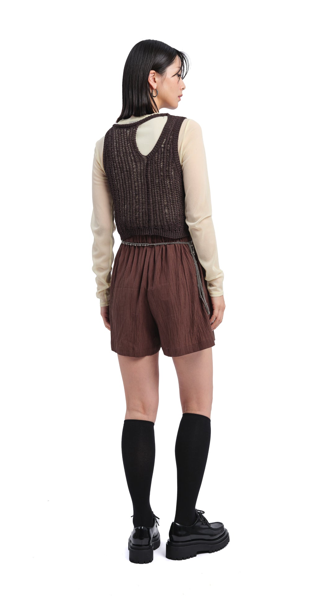 Elegant Mock Neck Sheer Top for Women - Trendy Semi-Transparent Blouse for Casual Wear & Night Out