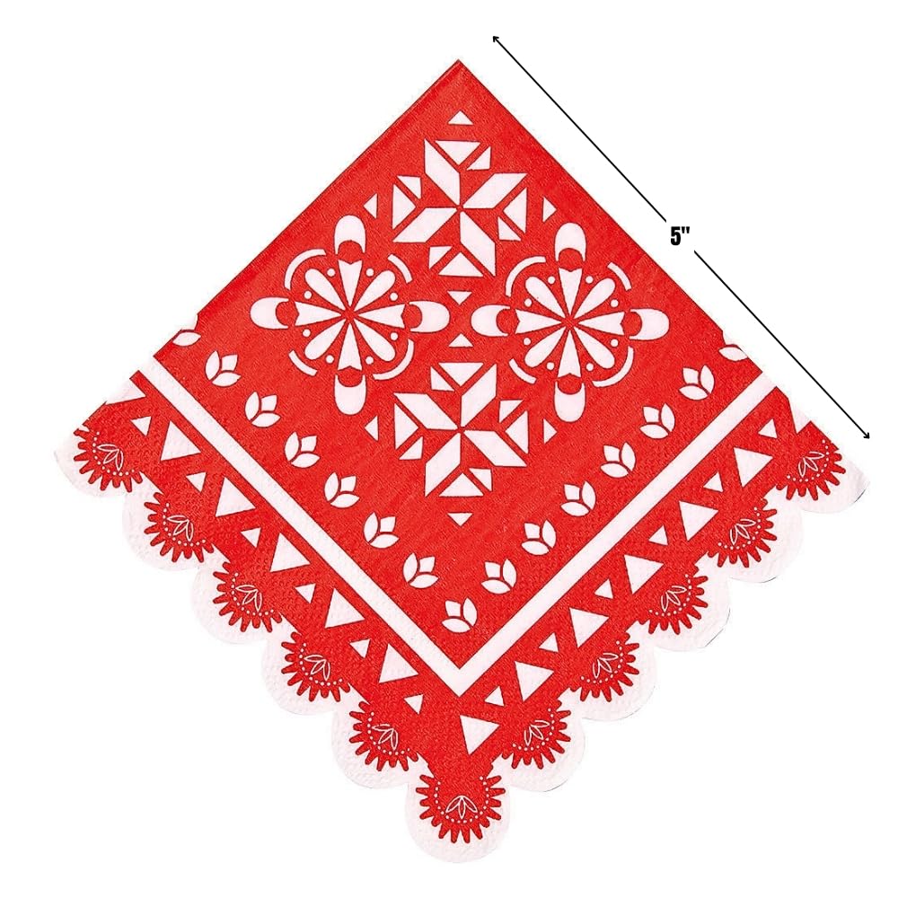 Fun Express Let's Fiesta Banner Shaped Beverage Napkins - 16-Piece Party Decorations for VBS, Vacation Bible School, and Mexican Themed Celebrations - Perfect for Cinco de Mayo, Birthday Parties, and Festive Gatherings