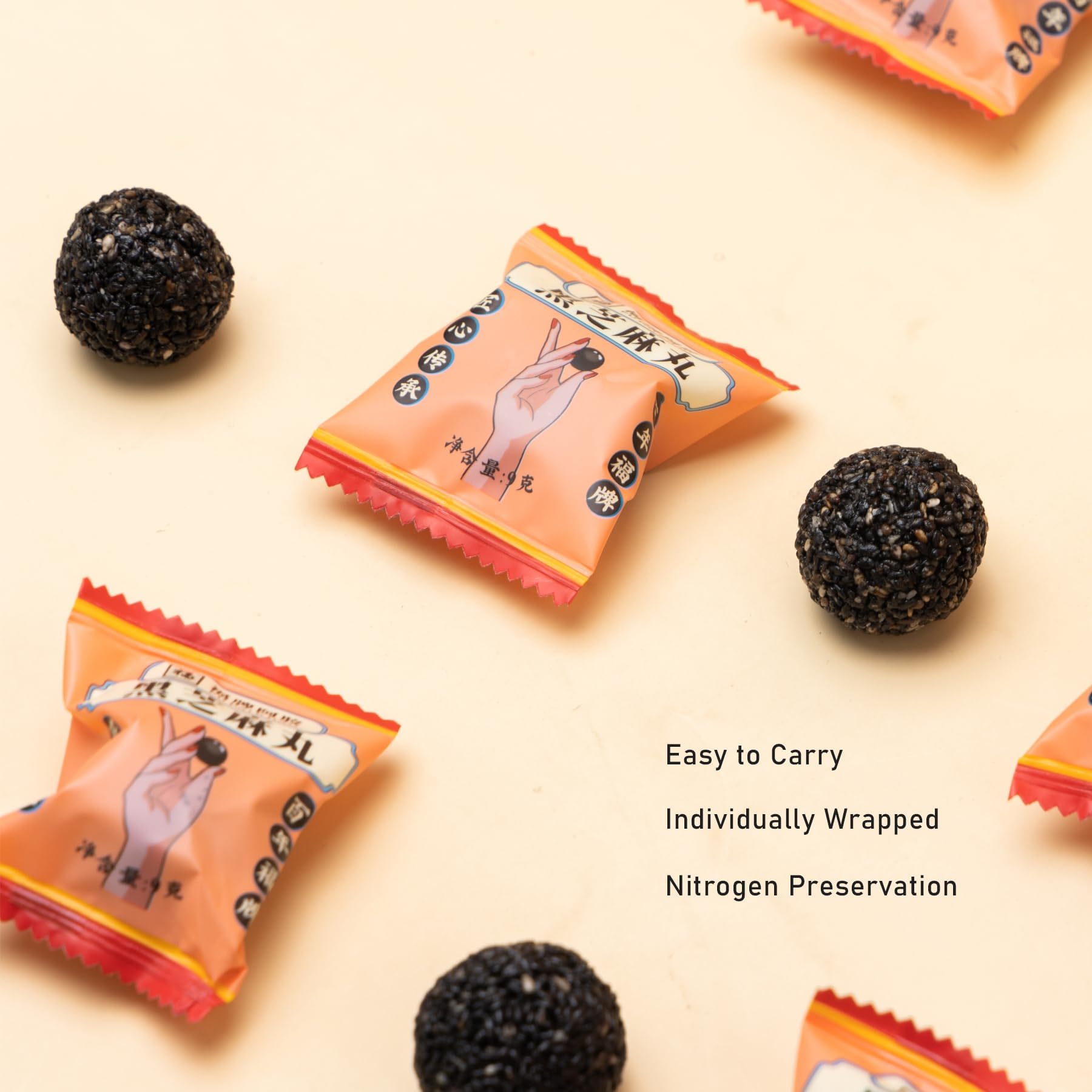 Organic Black Sesame Balls Snacks - Gluten-Free, Low Temp Roasted, Non-GMO Vegan Protein Snack (5 Boxes, 14.3 oz) - Perfect for Healthy On-the-Go Snacking, Office Energy Boost & Plant-Based Diet