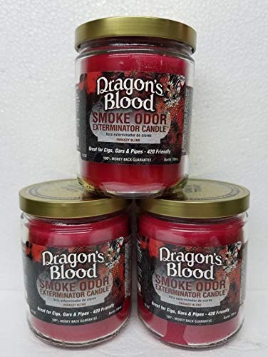 Dragon's Blood Scented Candle Set of 3 - 13 oz Smoke Odor Eliminator Jar Candles for Home, Meditation & Relaxation