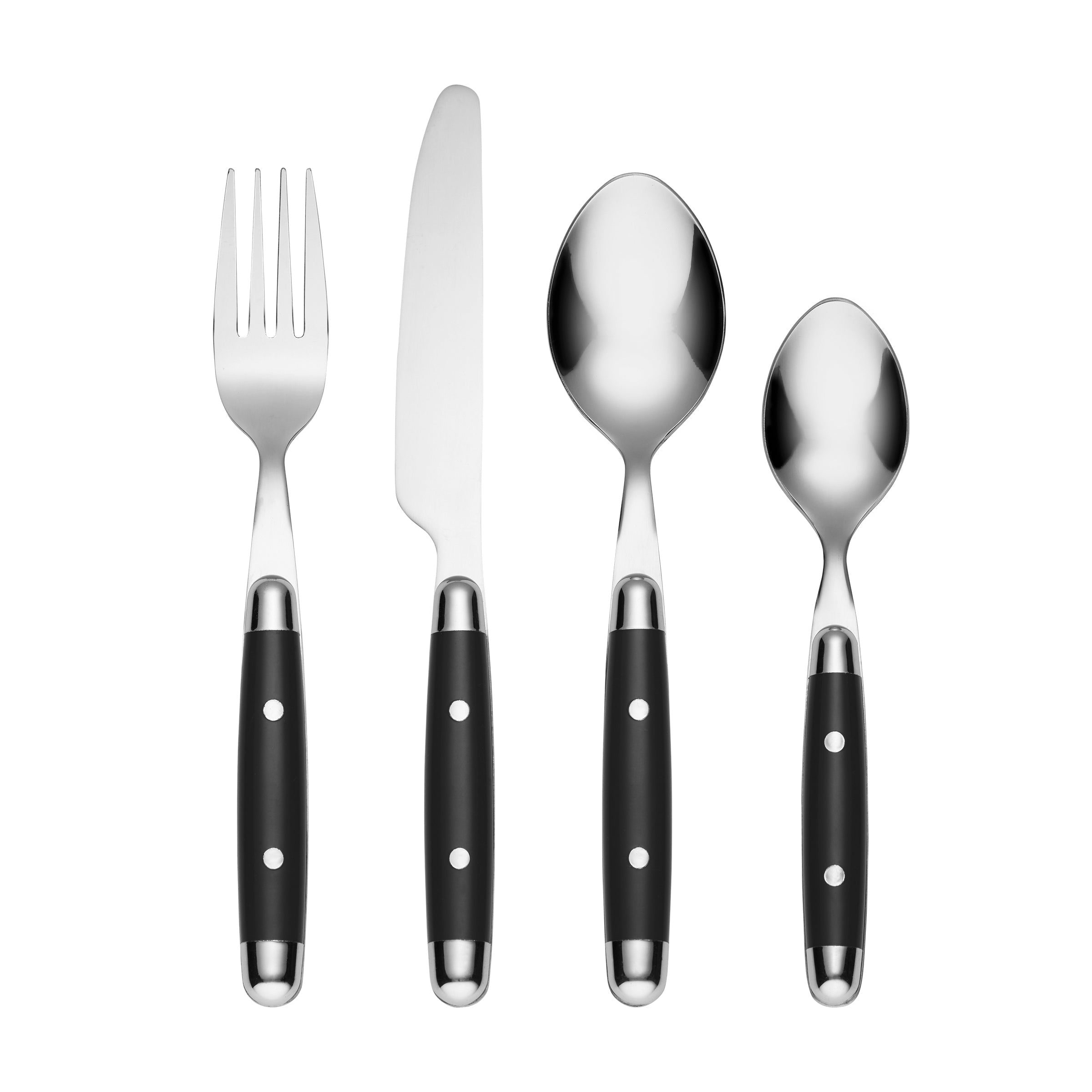 Jubilee Black 16-Piece Flatware Set - Stainless Steel Silverware for 4 Place Settings - Elegant Dining Utensils for Home, Wedding & Restaurant Use