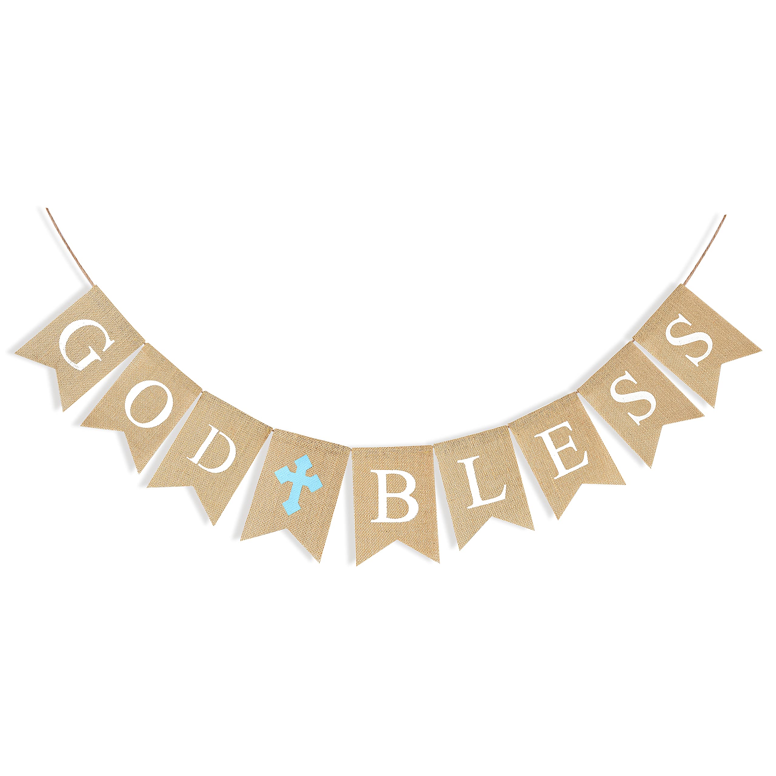 CHRORINE God Bless Banner - Blue Baptism & First Communion Decorations for Boys, Confirmation Party Supplies | Perfect for Church Events, Baptism Celebrations & Religious Gatherings