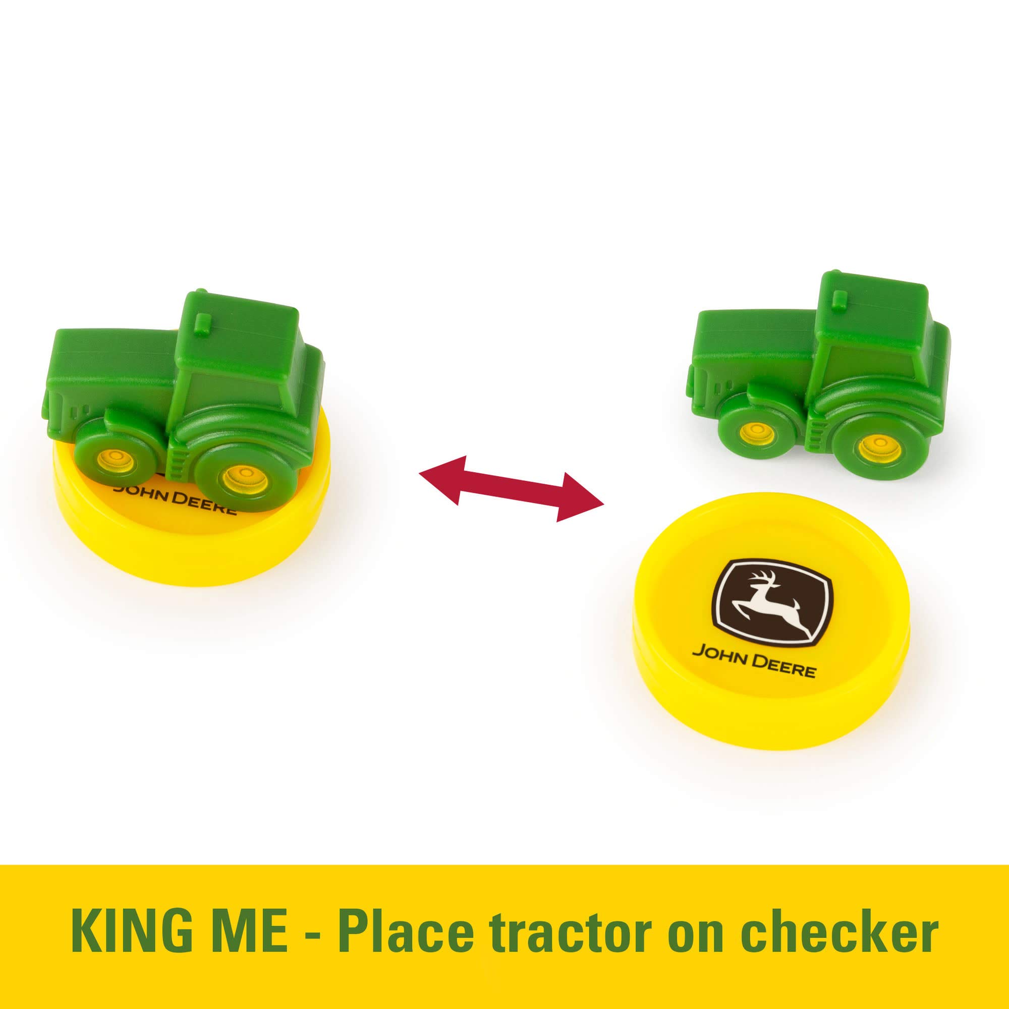 John Deere Checkers Game - Farm-Themed Board & Tractor Kings for Kids 6+ - Fun Family Strategy Game for Indoor Play