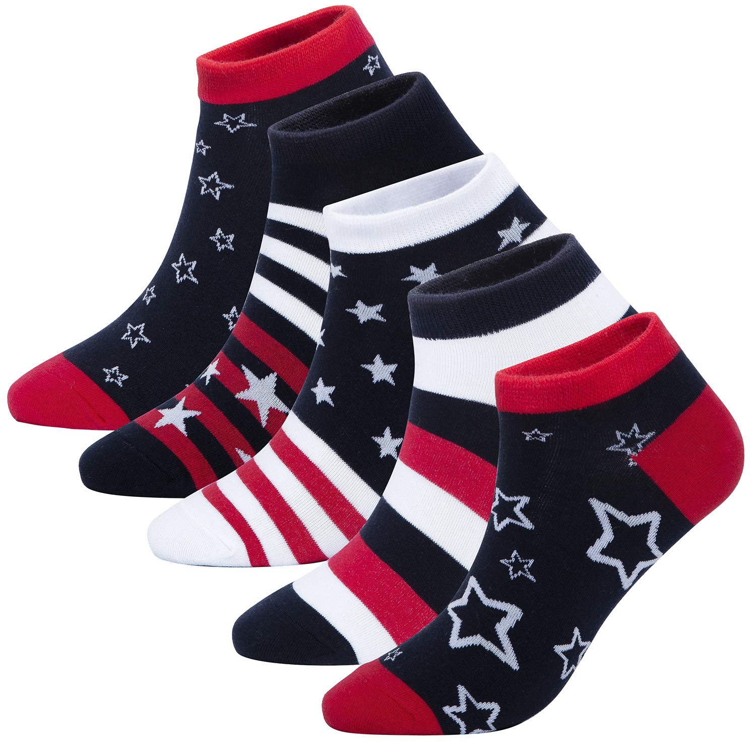 KONY Women's 5-Pack Lightweight Cotton Low-Cut Ankle Socks | Fun Novelty Socks for Teen Girls (Size 6-10) | Perfect for School, Sports & Casual Wear