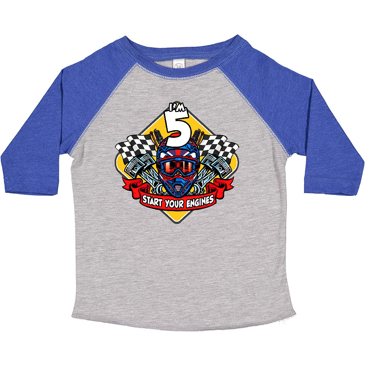 Inktastic Race Car 5th Birthday Toddler T-Shirt - Cute Boys' Graphic Tee for Birthday Party, Racing Theme Celebration & Casual Wear