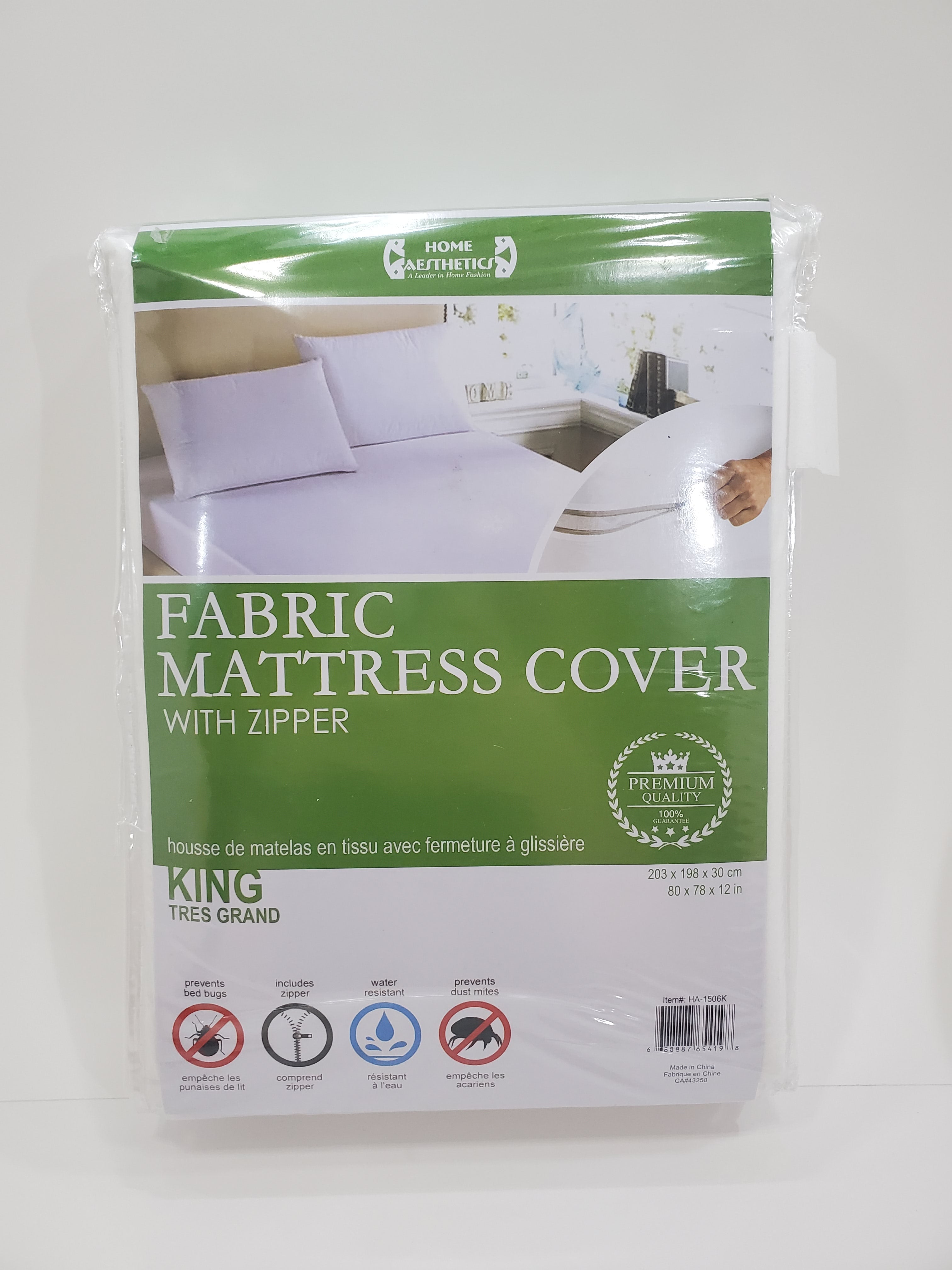 Premium King Size Mattress Protector with Zipper - Waterproof & Breathable Cover - Home Aesthetics HA 1506K - Ideal for Allergy Relief & Bed Protection