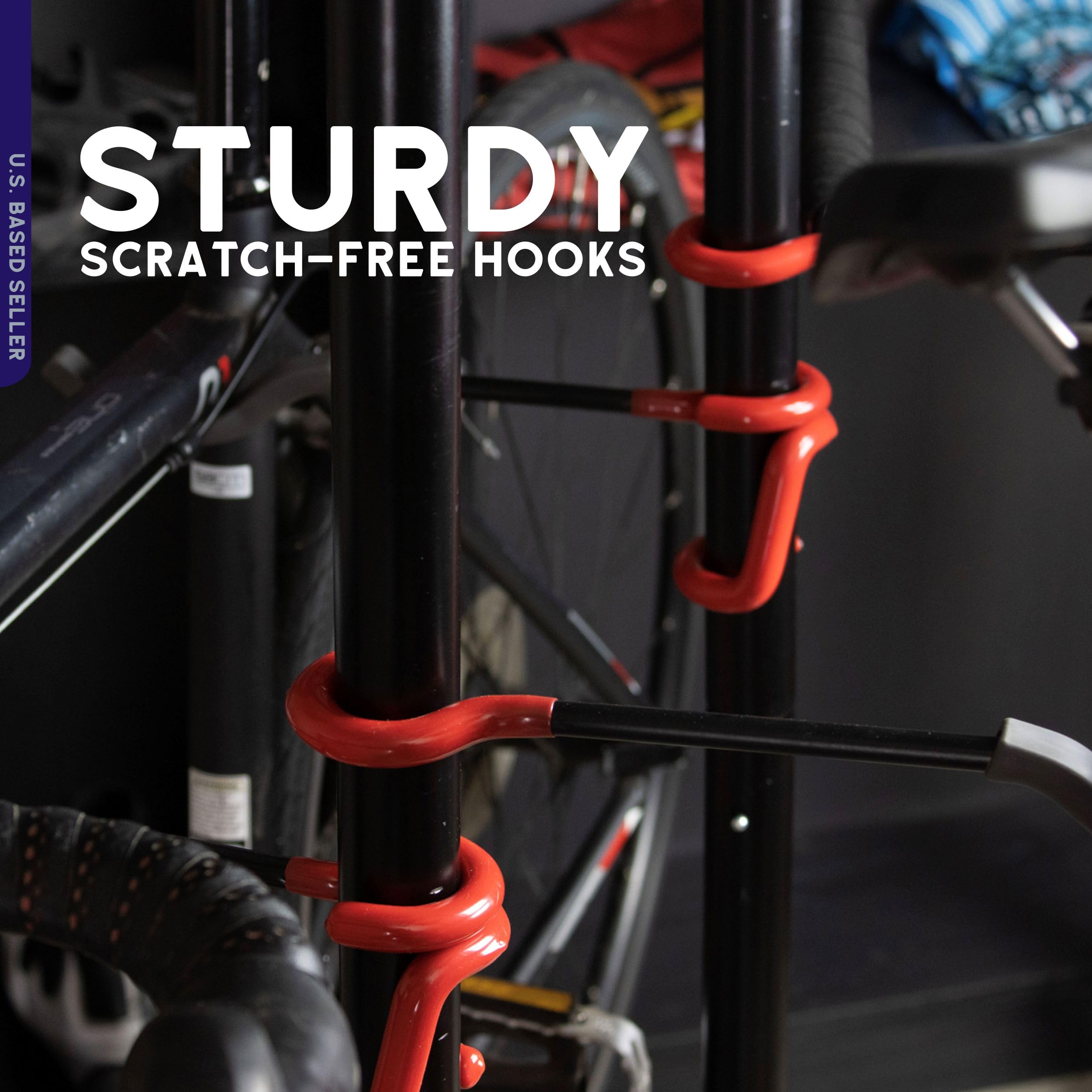 BISupply Vertical Bike Rack Stand for Garage - Heavy Duty Free Standing Floor Bike Storage for 4 Bicycles Up to 160 lbs - Ideal for Mountain Bikes, Beach Cruisers & Fat Tire Bikes - Perfect for Home, Garage or Outdoor Bike Organization