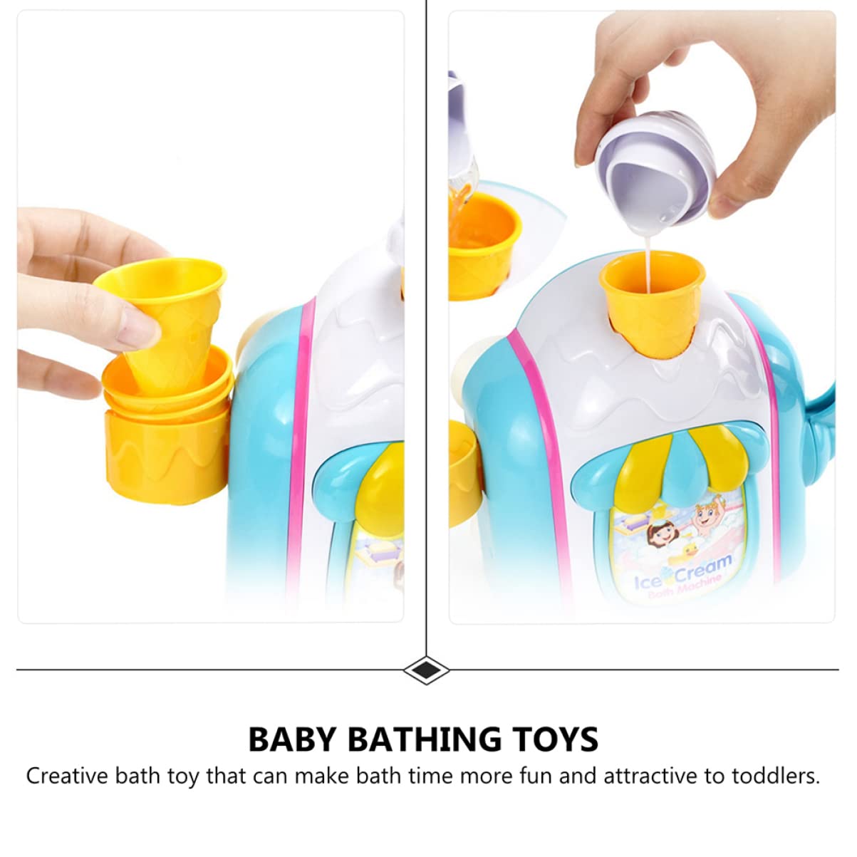 ABOOFAN Ice Cream Bubble Machine - Bubble Blower for Kids, Bubble Bath Toy for Girls & Boys, Fun Bath Time & Outdoor Play, Perfect for Parties & Summer Activities