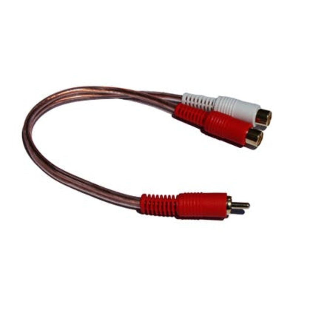 Crux RCA 1 Male to 2 Female Y Cable Splitter - 1M High Quality Audio Video Adapter with Clear Jacket - Perfect for Home Theater, Car Audio & Speaker Systems