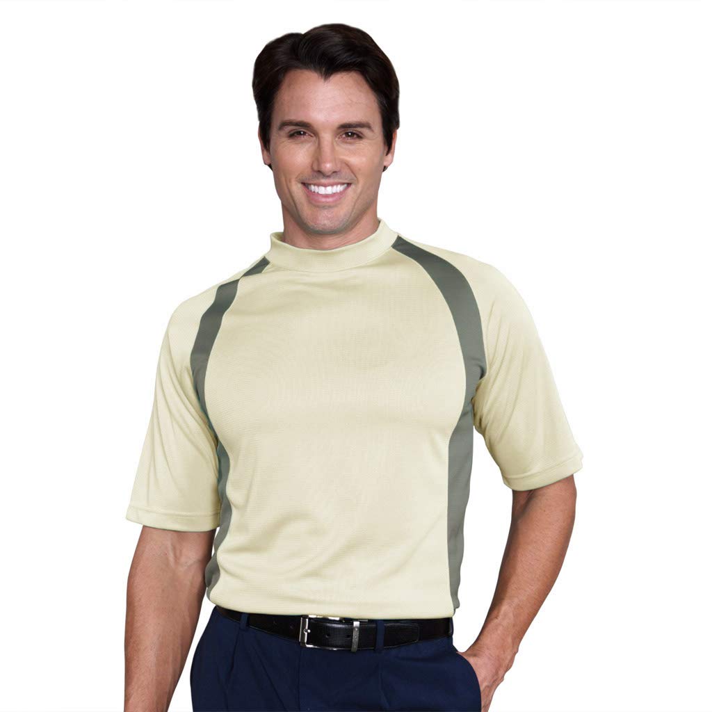 Monterey Club Men's Rayon Blend Textured Contrast Mock Neck Shirt #1179 - Casual Office Wear & Night Out Style