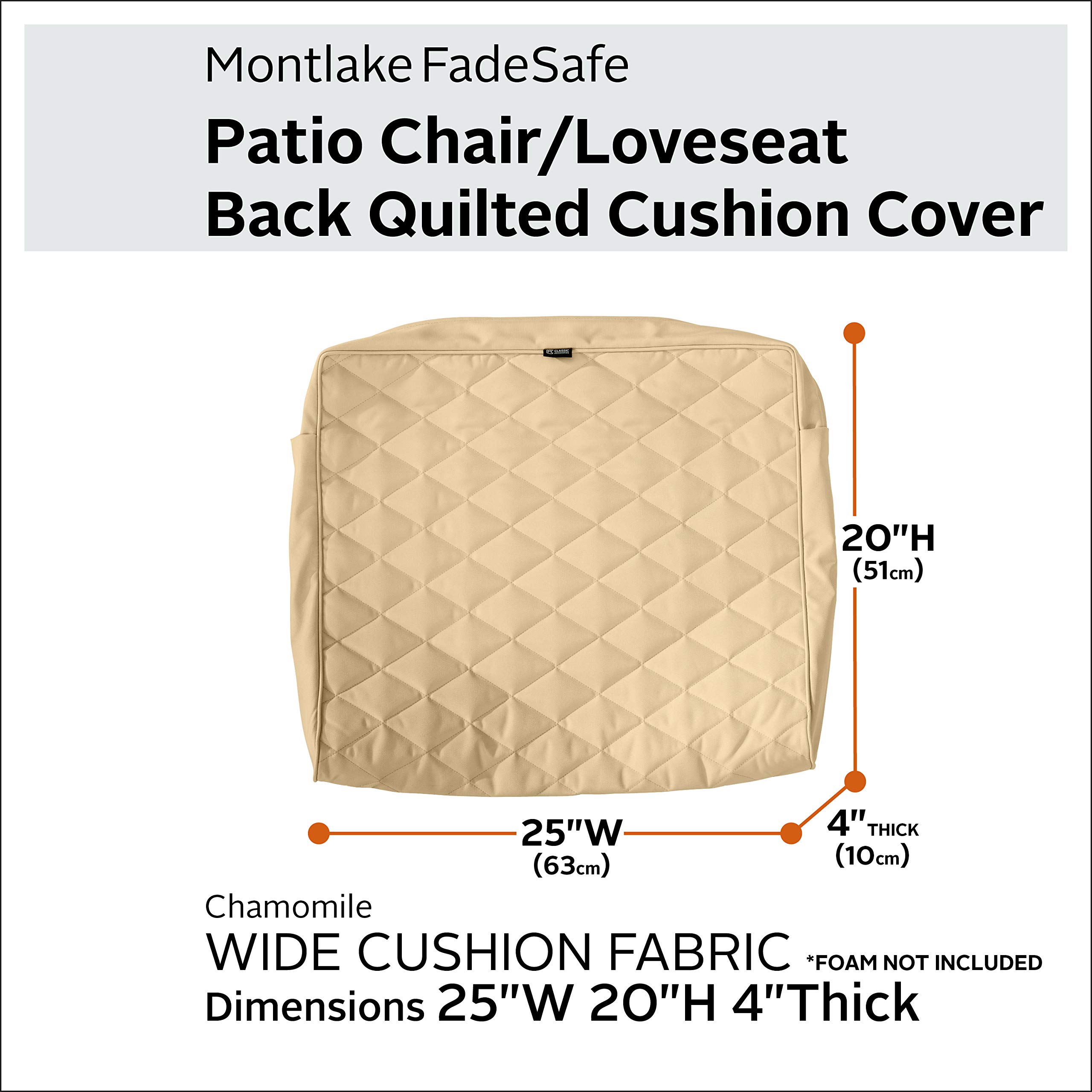 Montlake FadeSafe Water-Resistant Quilted Cushion Cover 25x22