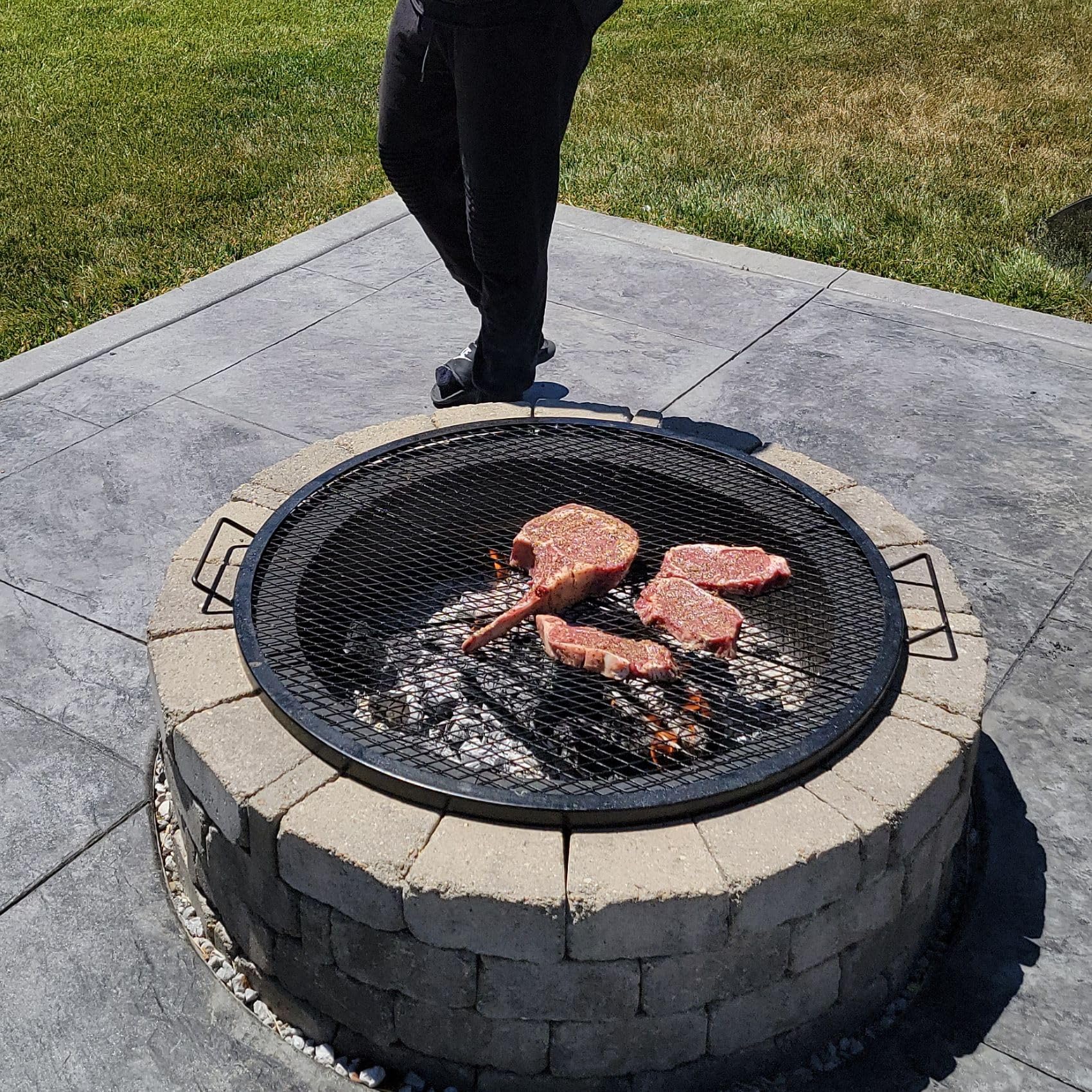 OnlyFire 36-Inch X-Marks Fire Pit Grill Grate - Heavy Duty Round BBQ Cooking Grate for Camping, Backyard & Outdoor Fire Pits - Perfect for Grilling Steaks, Burgers & Marshmallows Over Campfire