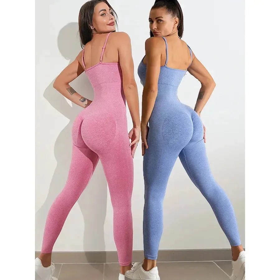 Seamless Yoga Jumpsuit for Women - High Waisted Workout Leggings with Hip Lifting Straps, Gym Bodysuit & Running Tracksuit for Fitness, Yoga & Sports | Perfect for Yoga Studio, Gym Workouts & Running