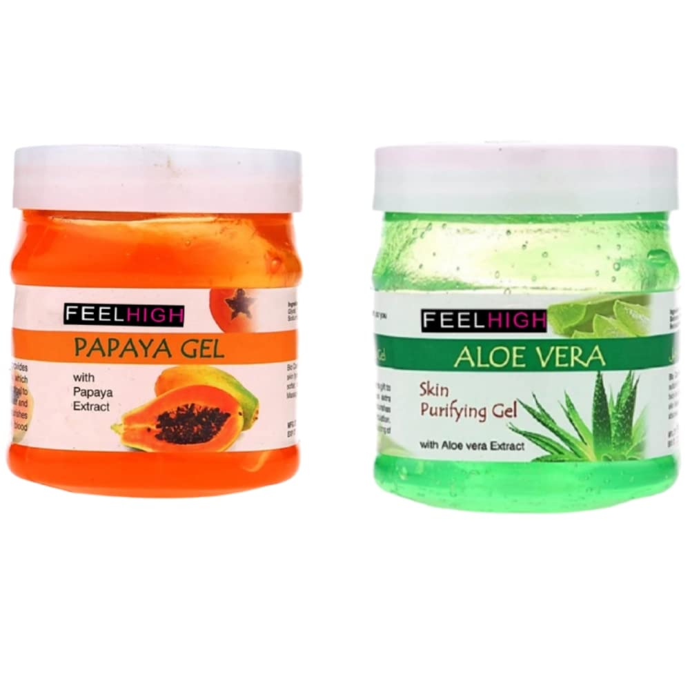 Purifying Papaya & Aloe Vera Face & Body Gel Set - 500ml Each - Skin Care for Men & Women - Deep Cleansing with Natural Extracts - Perfect for Daily Skincare Routine & Post-Workout Refreshment