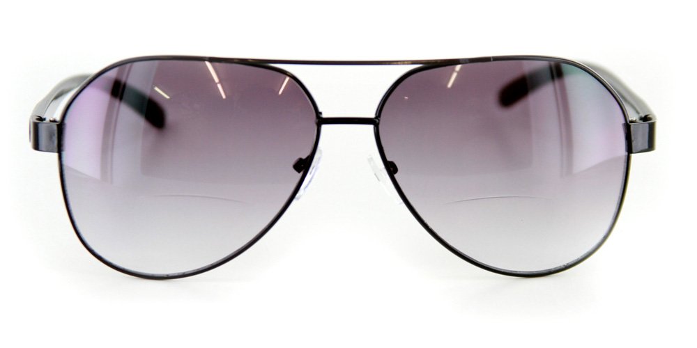 Traditional Aviators Bifocal Sunglasses (Black/Smoke +1.25) - Polarized UV Protection Reading Sunglasses for Men & Women - Perfect for Driving, Fishing, and Outdoor Activities