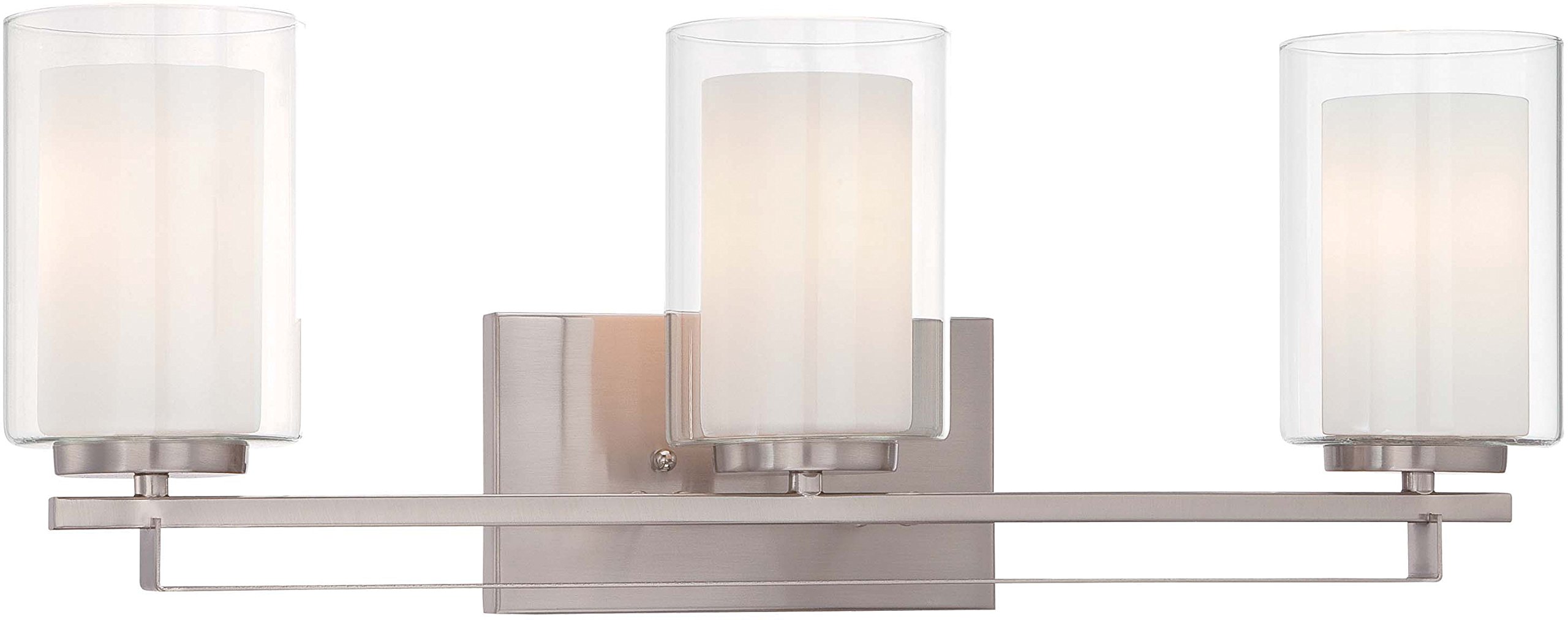 Minka Lavery 6103-84 Parsons Studio 3-Light Bathroom Vanity Wall Sconce with Glass Shade in Brushed Nickel Finish - Perfect for Bathroom, Powder Room, and Dressing Area Lighting