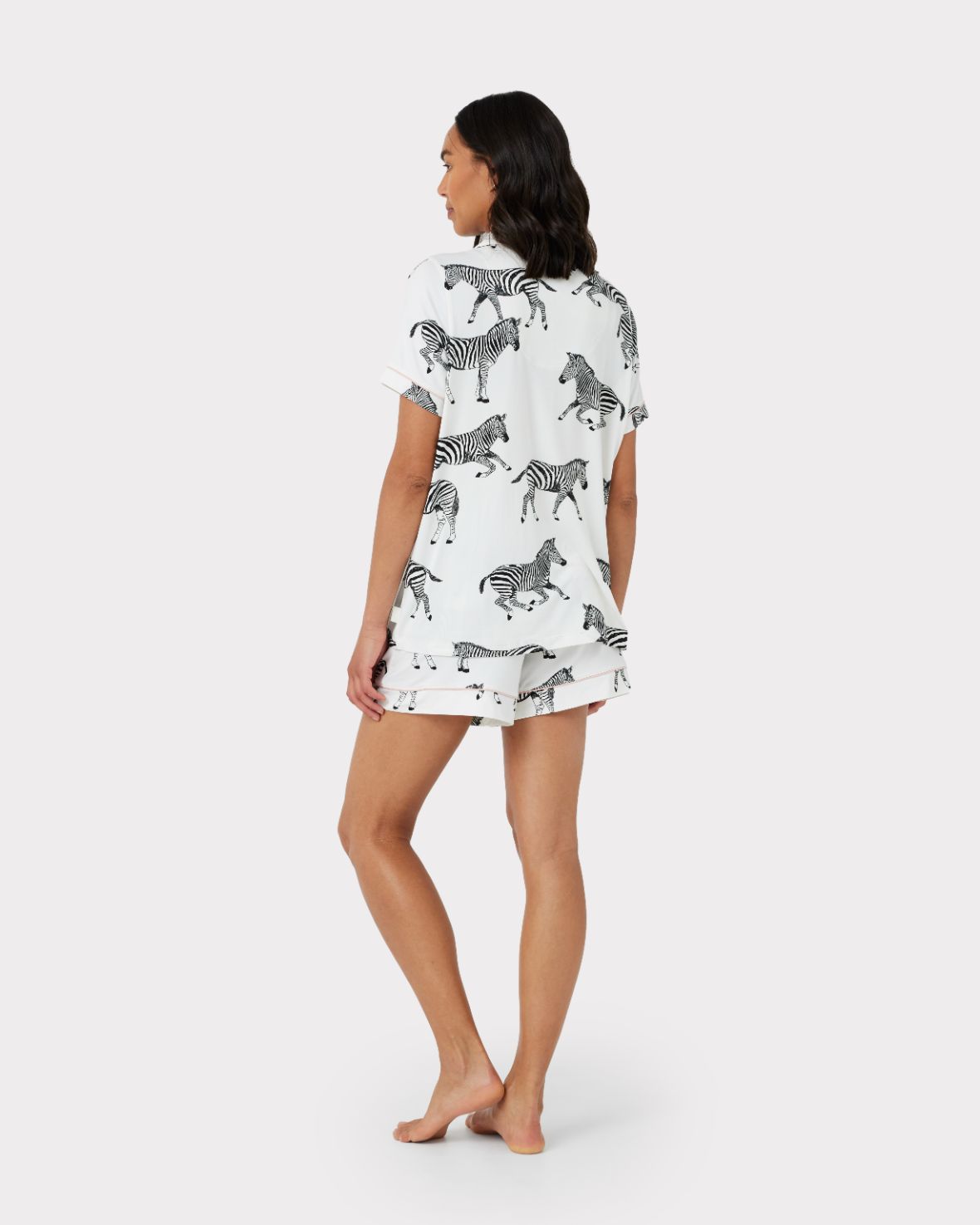 Maternity Zebra Print Short Pajama Set for Pregnant Women - Comfortable Sleepwear for Pregnancy & Nursing - Perfect for Maternity Photos, Baby Showers & Relaxing at Home
