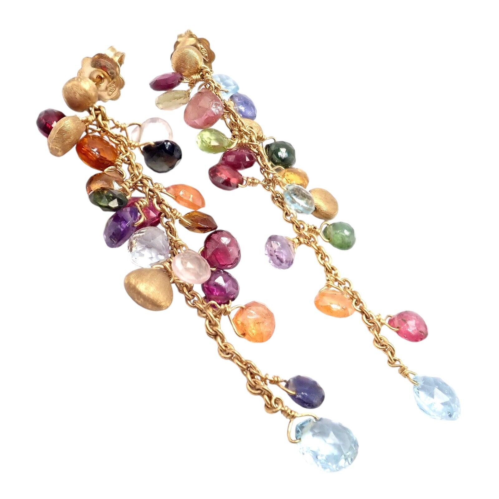 Authentic Marco Bicego 18k Yellow Gold Paradise Multicolor Gemstone Earrings - Luxury Jewelry for Women, Perfect for Weddings, Parties & Special Occasions