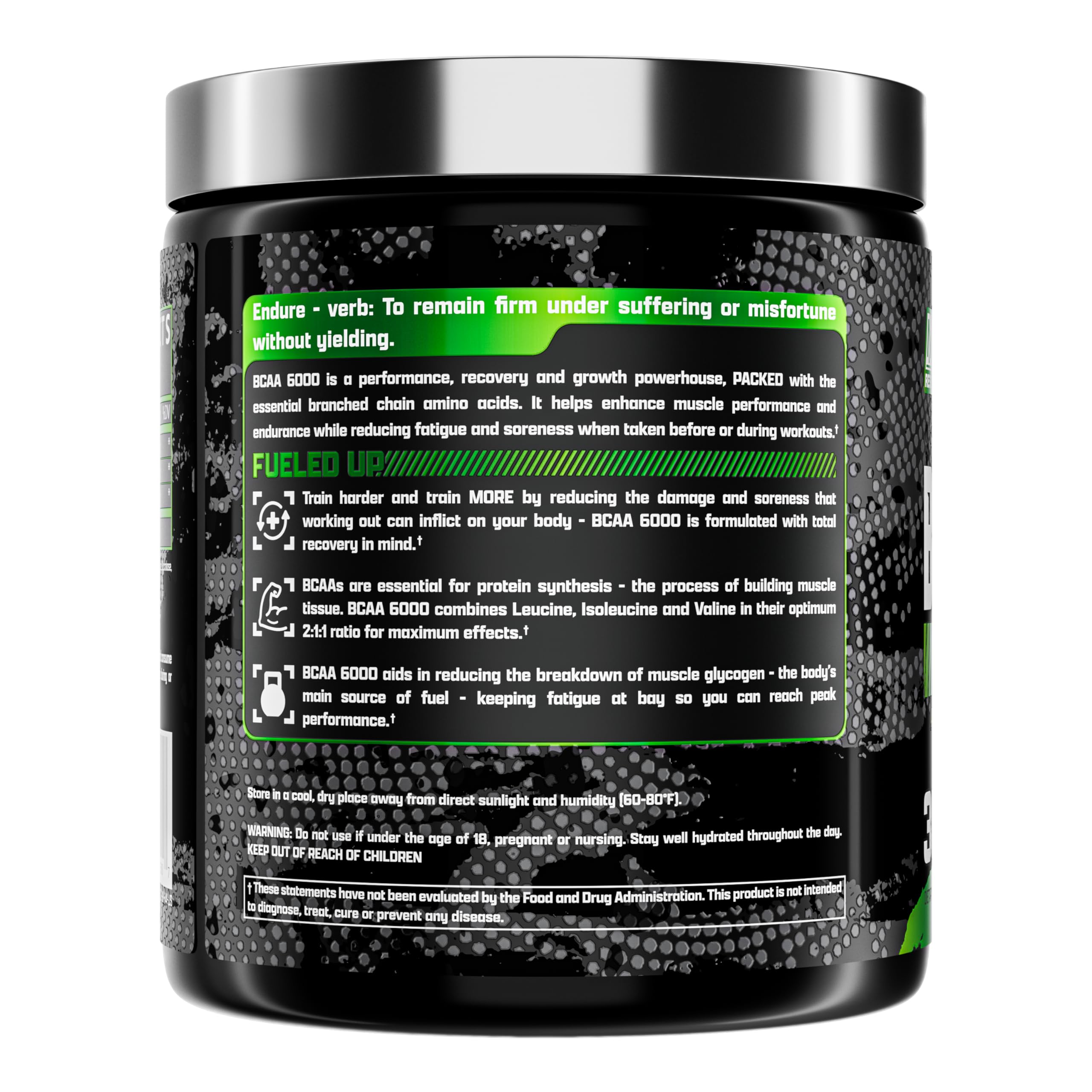 Nutrex Research BCAA Powder 6000 - 6g Branched Chain Amino Acids Supplement for Muscle Recovery & Growth - Post Workout Energy Drink with Green Apple Flavor (30 Servings) - Ideal for Gym, Fitness & Athletic Performance