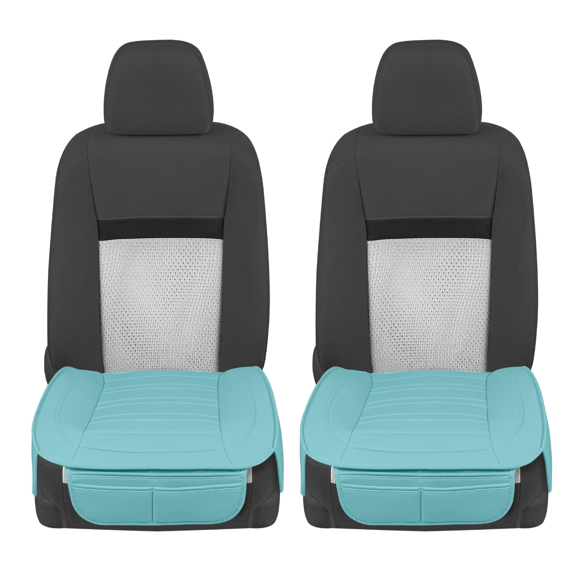 Motor Trend Premium Faux Leather Car Seat Covers - 2-Pack Mint Padded Seat Protectors with Storage Pockets for Cars, Trucks & SUVs | Durable Interior Protection & Comfort for Daily Commute, Road Trips & Family Travel